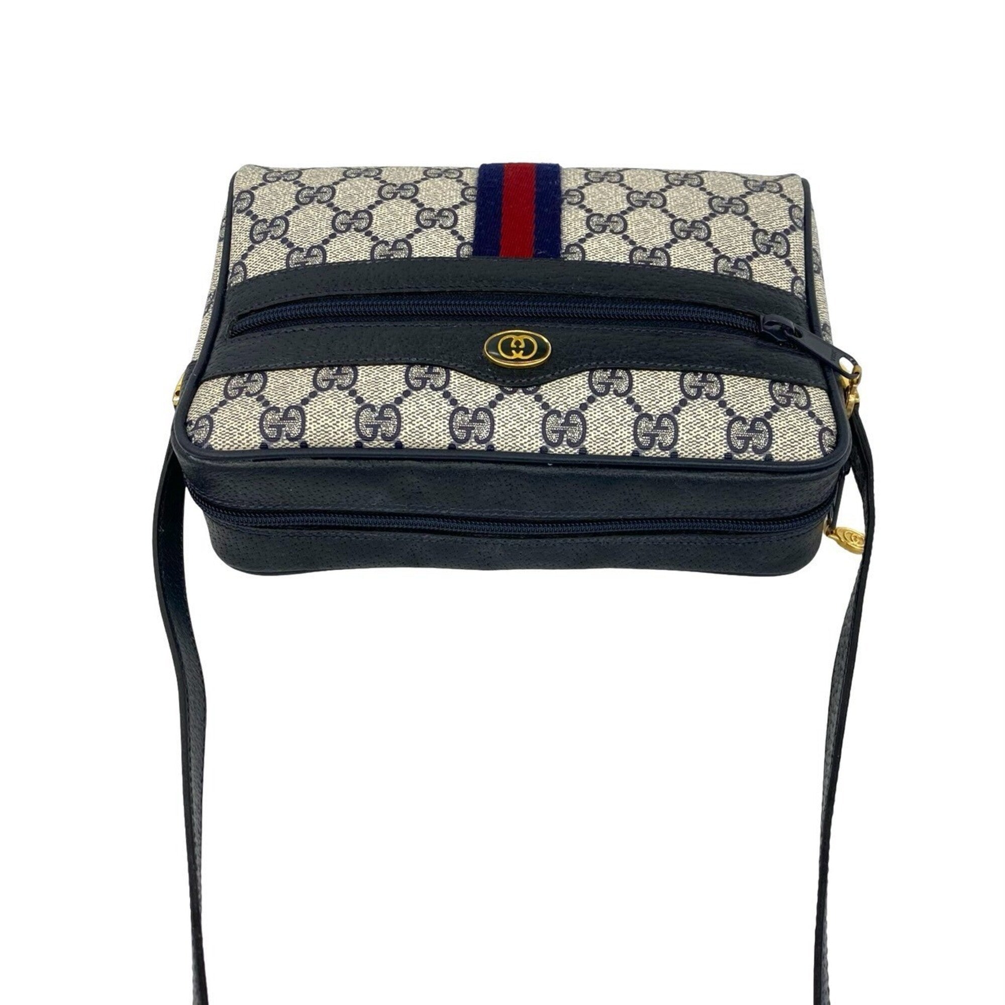 Gucci Navy Red Color Leather Pvc Shoulder Bag (Pre-Owned)