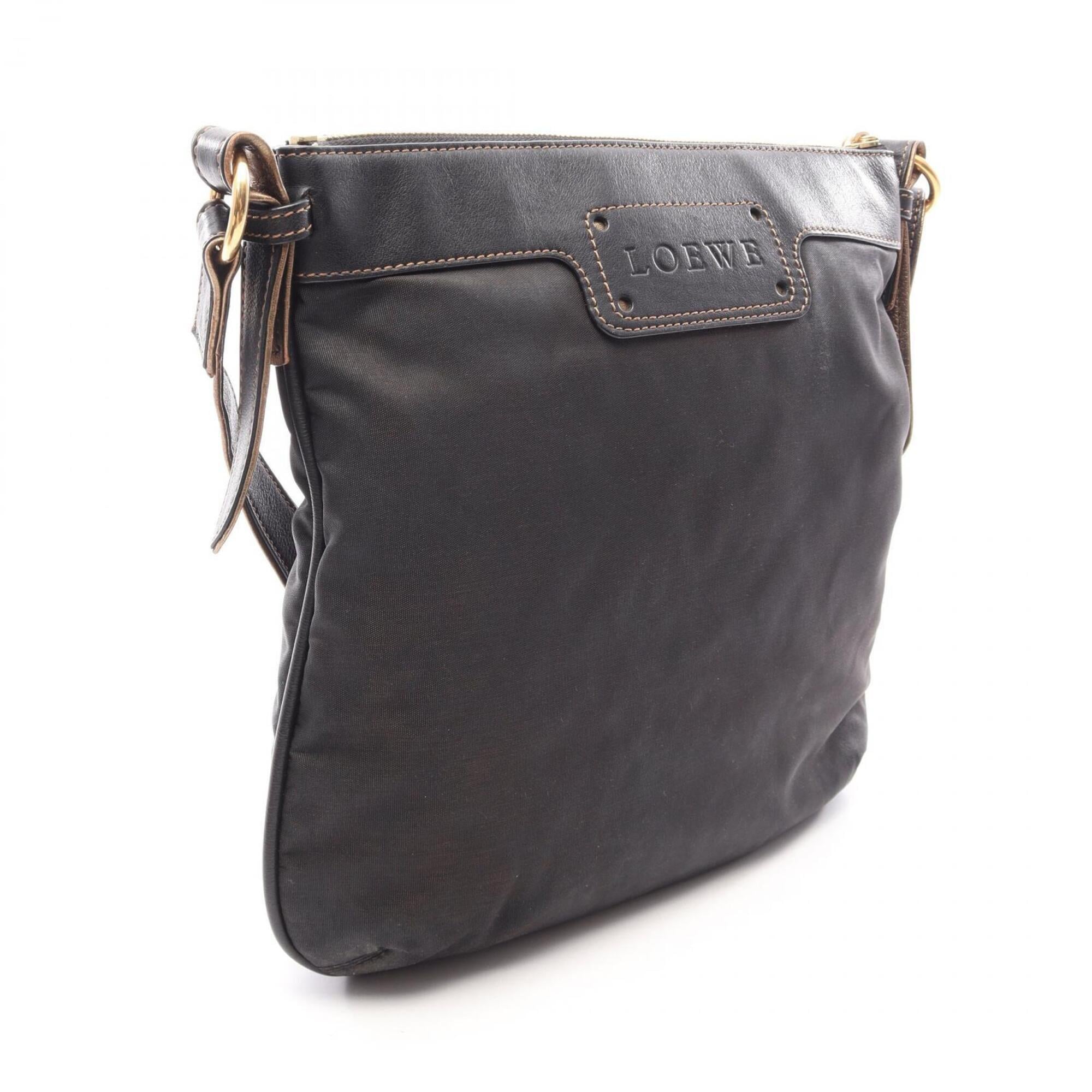 Loewe Black Nylon Leather Handbag Shoulder Bag (Pre-Owned)