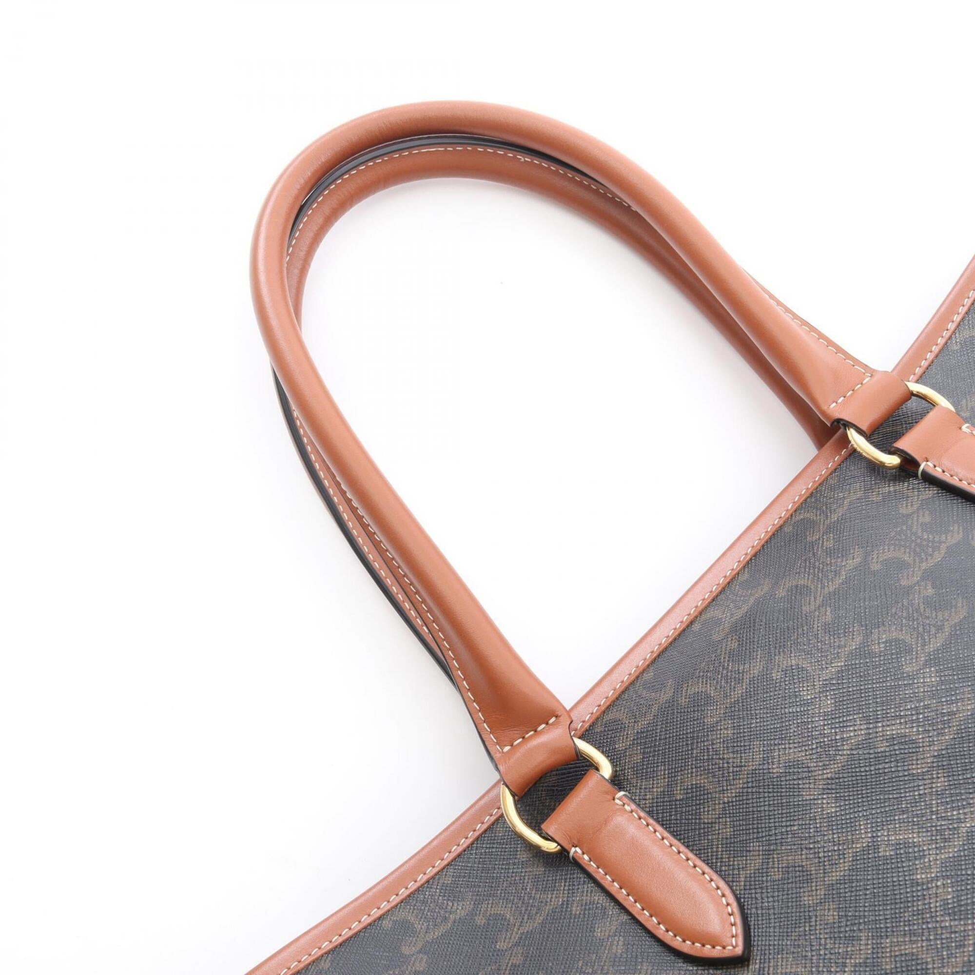 Celine Black Brown Coated Canvas Leather Handbag Tote Bag (Pre-Owned)