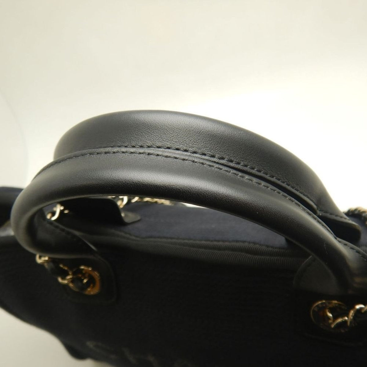 Chanel Black Canvas Leather Tote Bag (Pre-Owned)