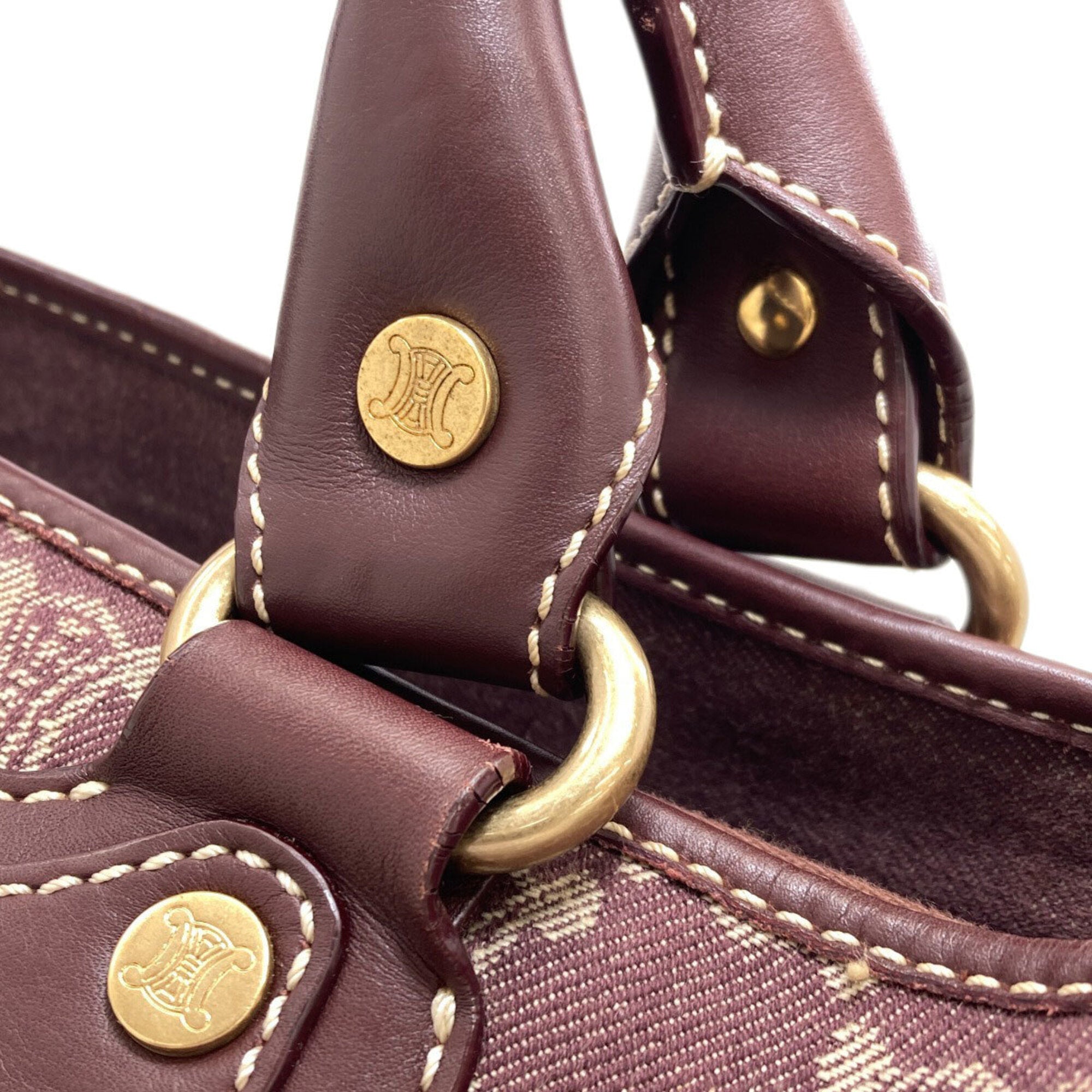 Celine Bordeaux Canvas Handbag (Pre-Owned)