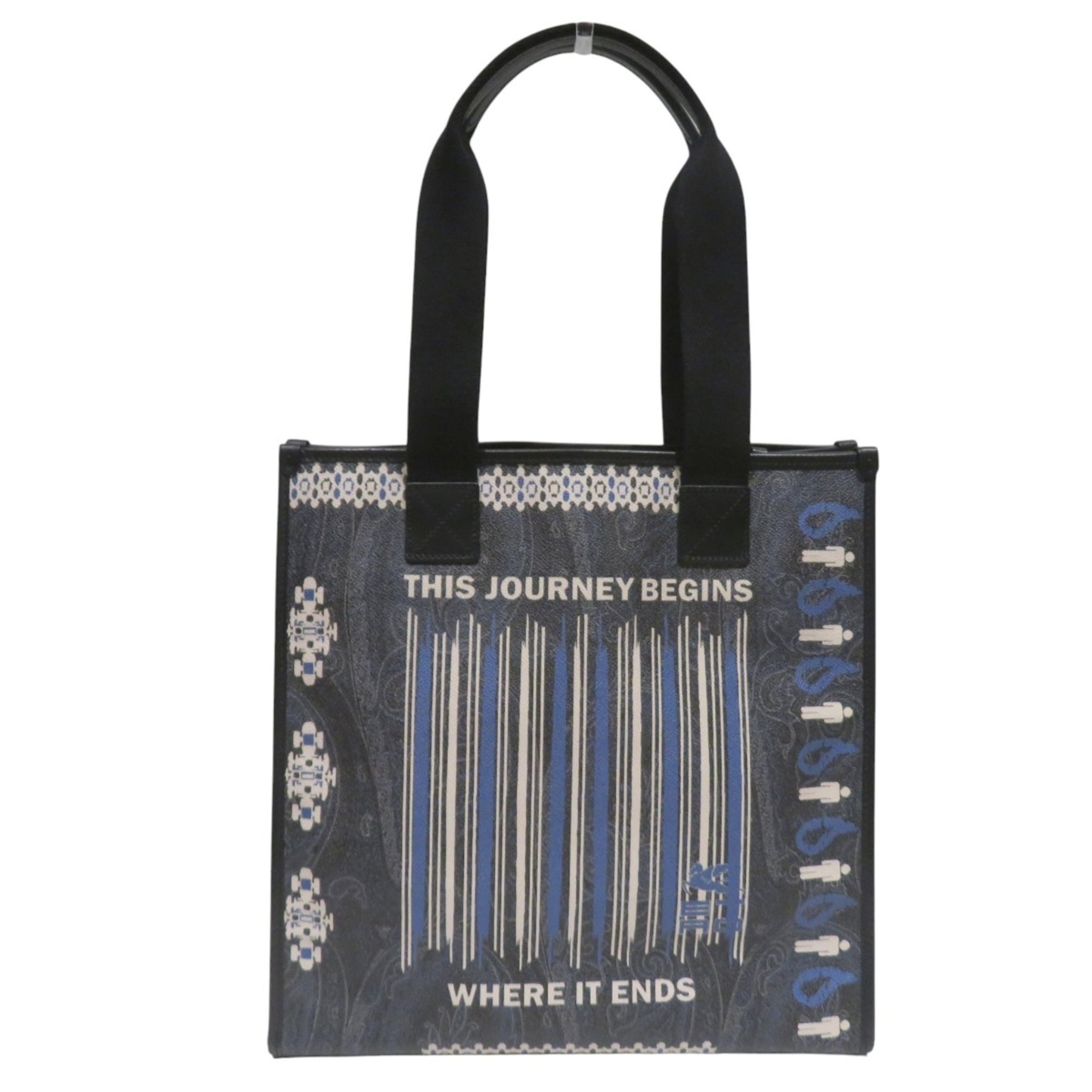 Etro Black Blue Gray Pvc Cotton Tote Bag (Pre-Owned)