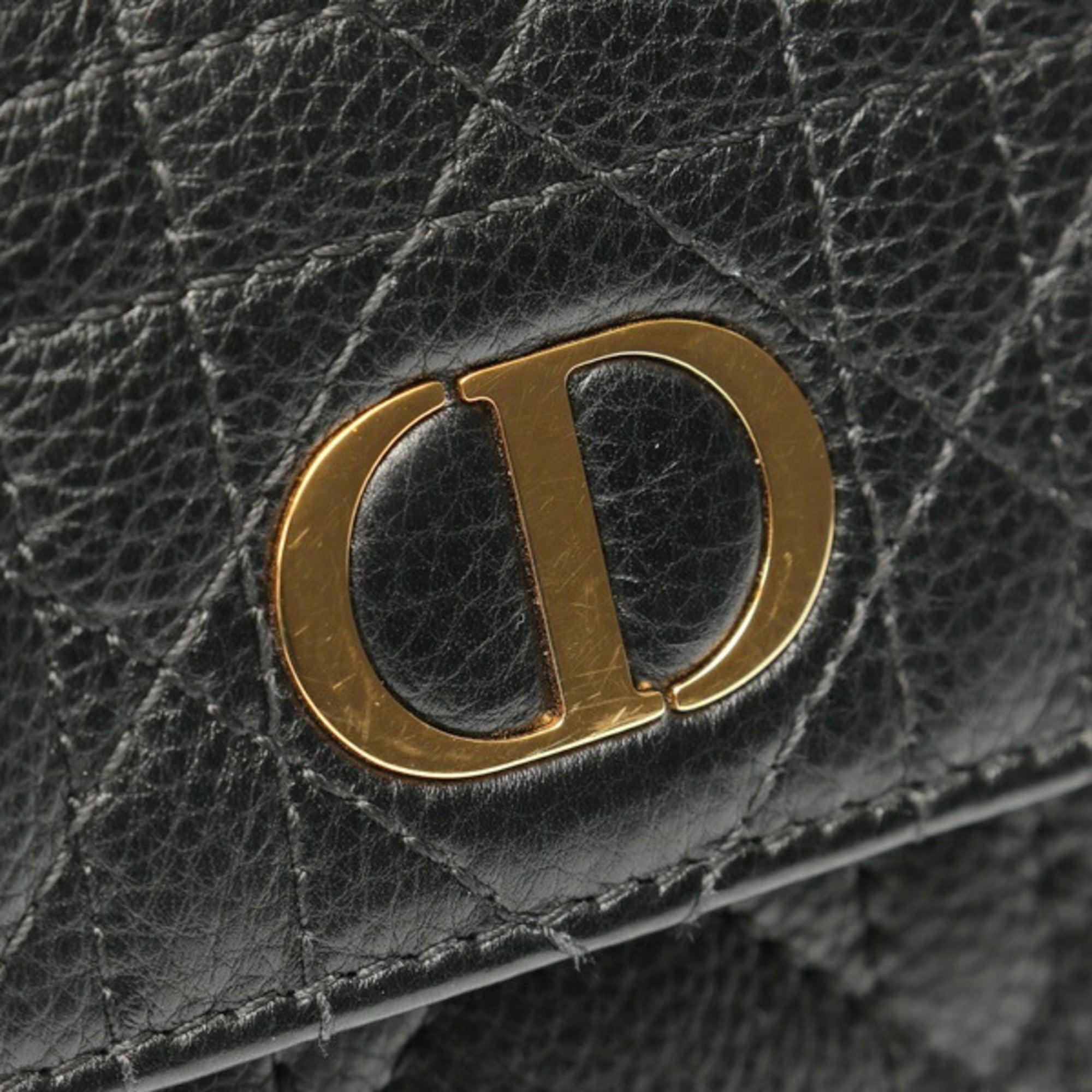 Christian Dior Black Leather Long Wallet (Bi-Fold) (Pre-Owned)