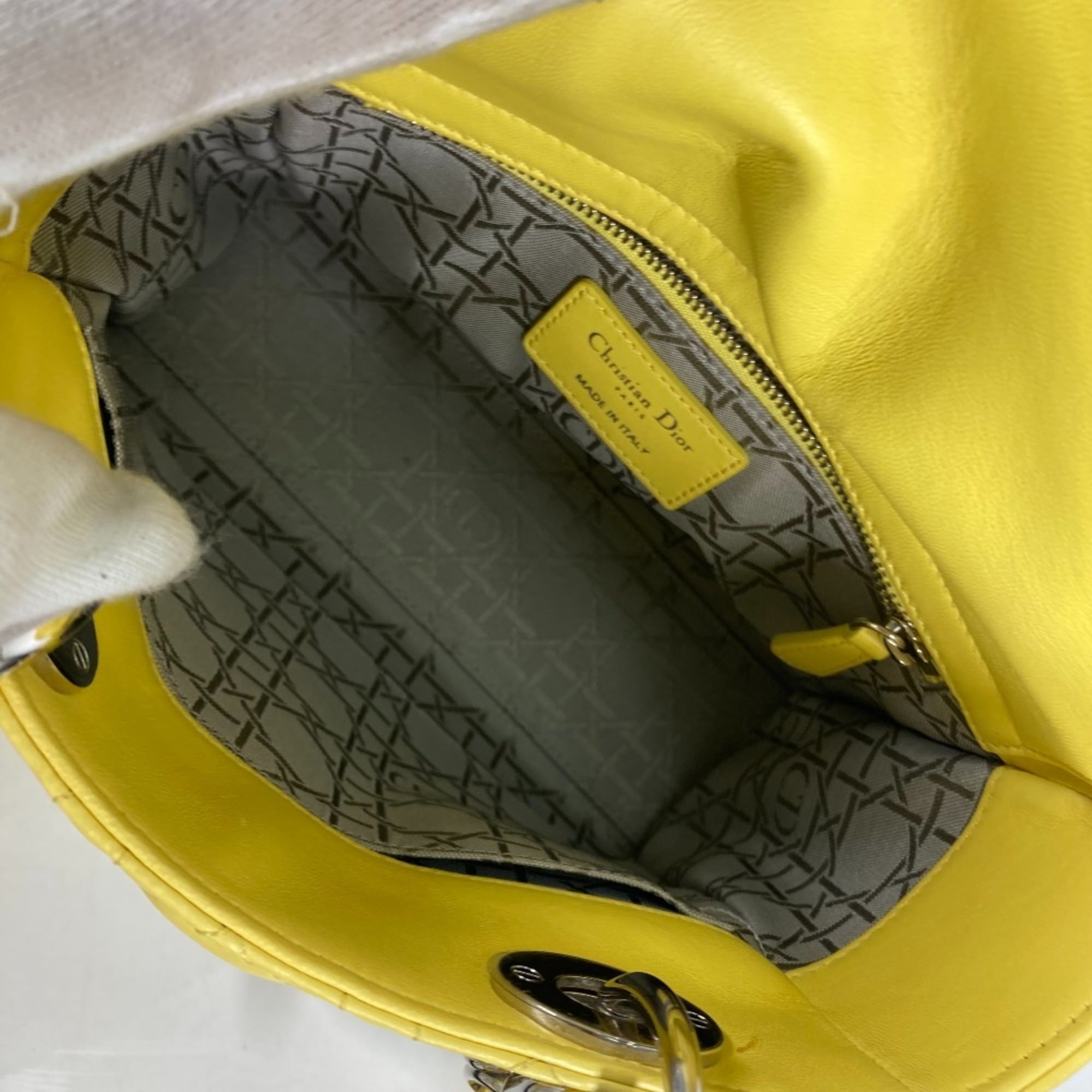 Christian Dior Yellow Leather Handbag Shoulder Bag (Pre-Owned)