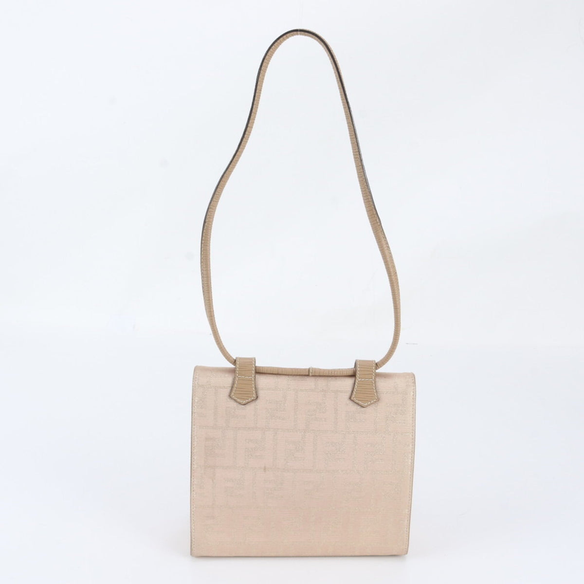 Fendi Pink Beige Leather Canvas Handbag Shoulder Bag (Pre-Owned)