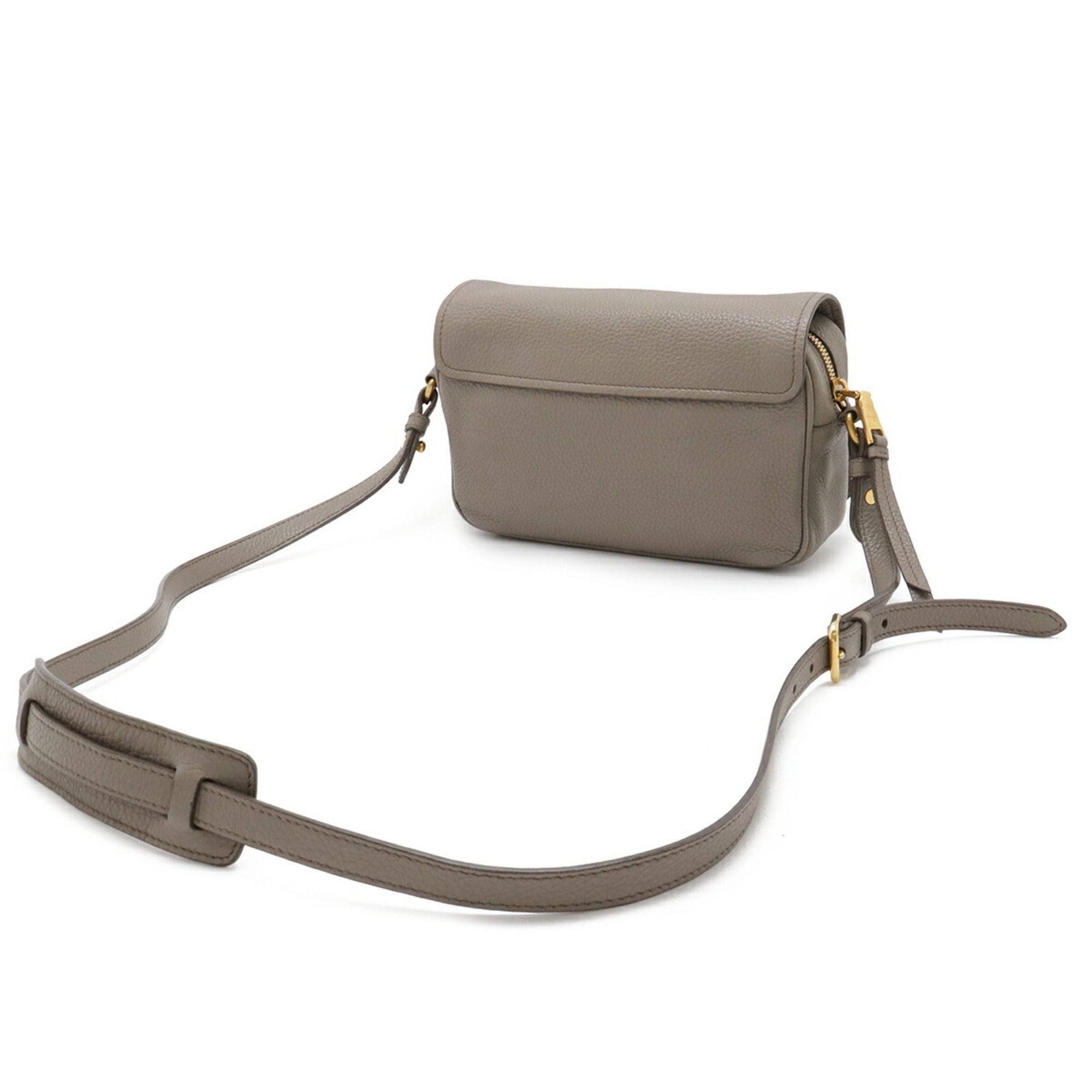 Prada Grayish Leather Pochette Shoulder Bag (Pre-Owned)