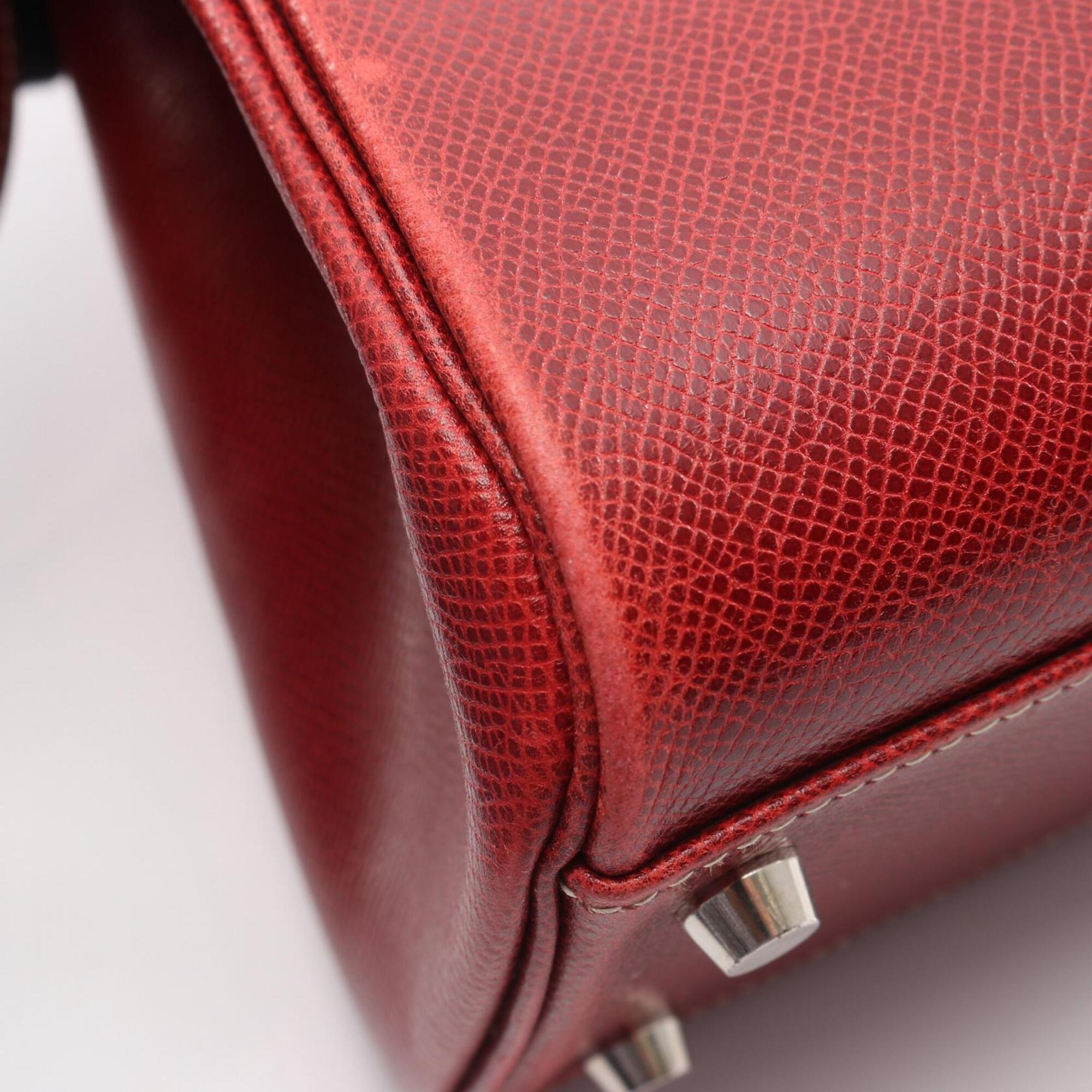Hermes Red Color Courchevel Leather Handbag Shoulder Bag (Pre-Owned)