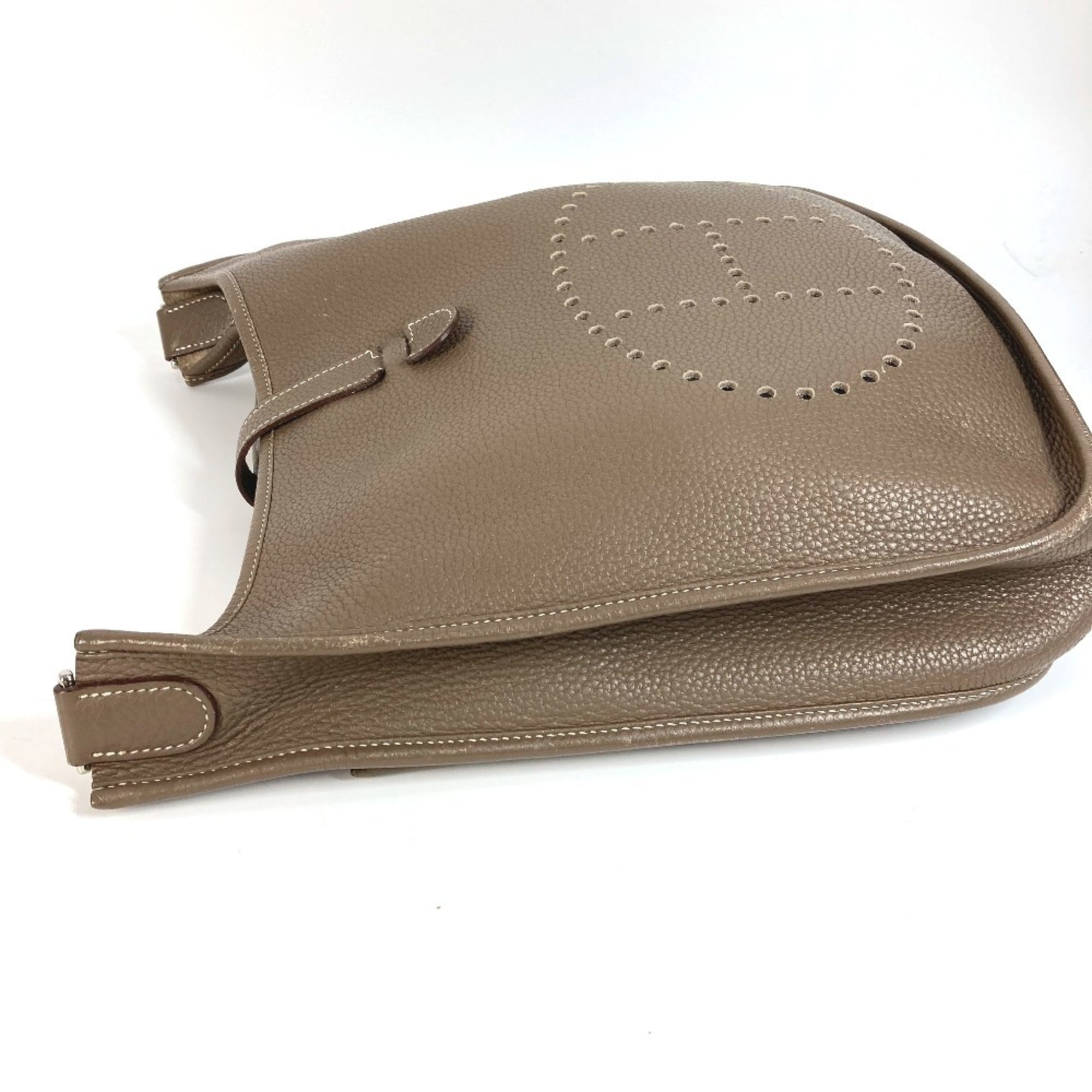 Hermes Etoupe Gray Gray Taurillon Clemence Leather Shoulder Bag (Pre-Owned)