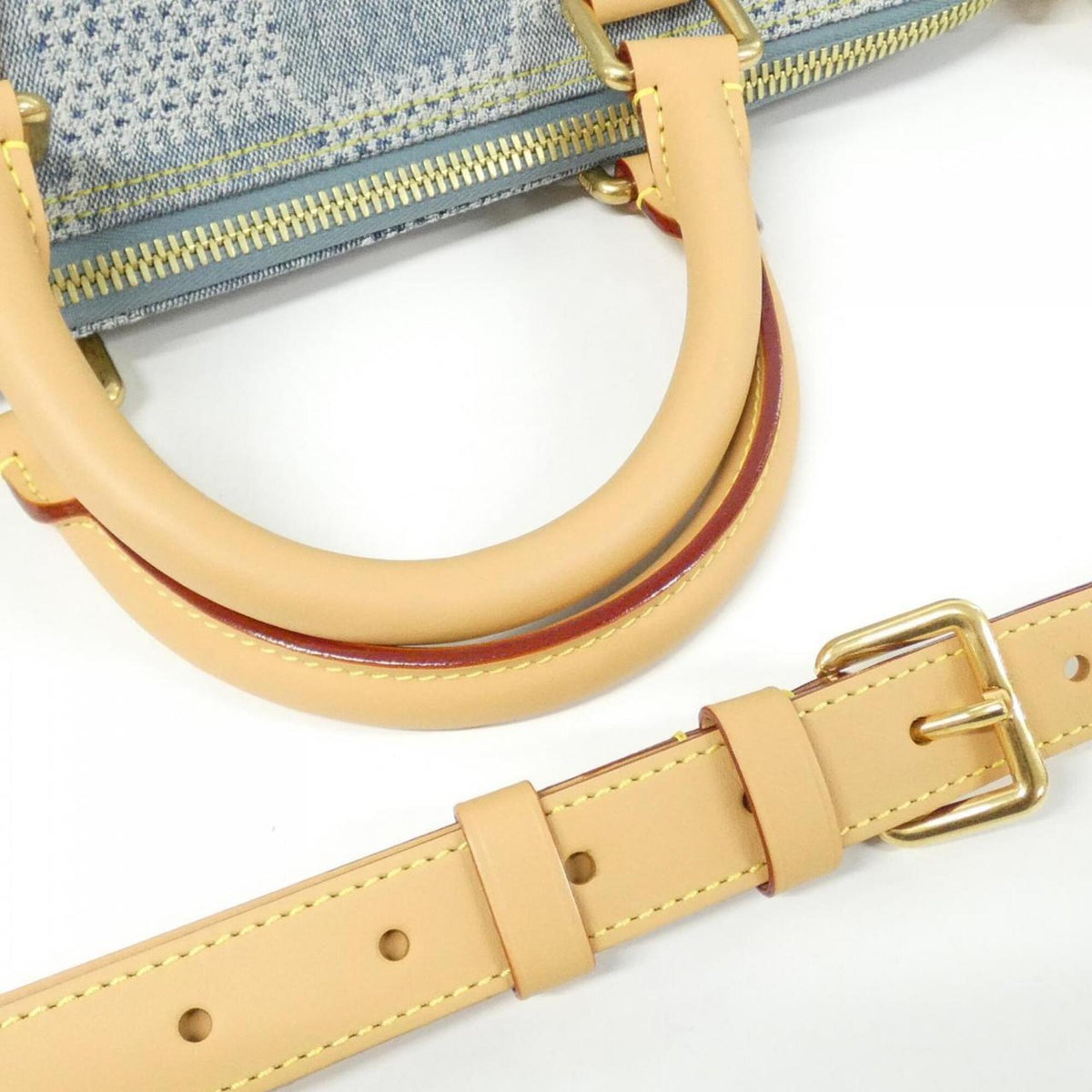 Louis Vuitton Damier Blue Cotton Canvas Leather Handbag (Pre-Owned)
