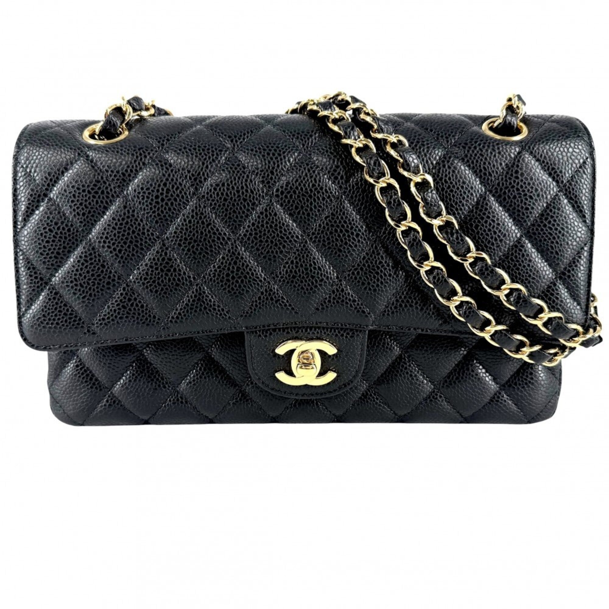 Chanel Matelasse Black Grained Calfskin Shoulder Bag (Pre-Owned)