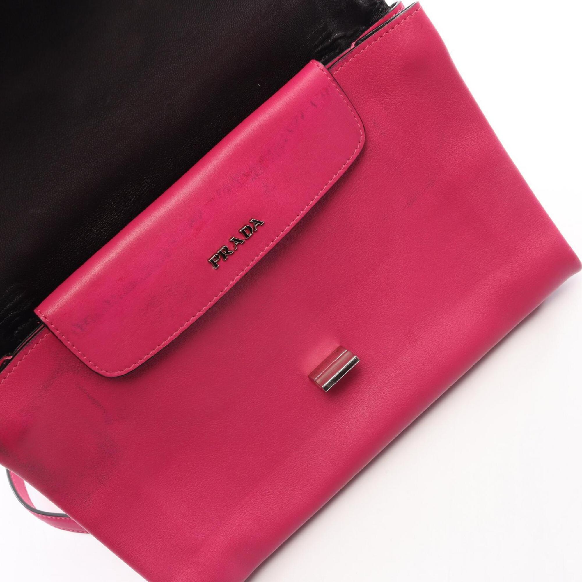 Prada Pink Leather Handbag Shoulder Bag (Pre-Owned)