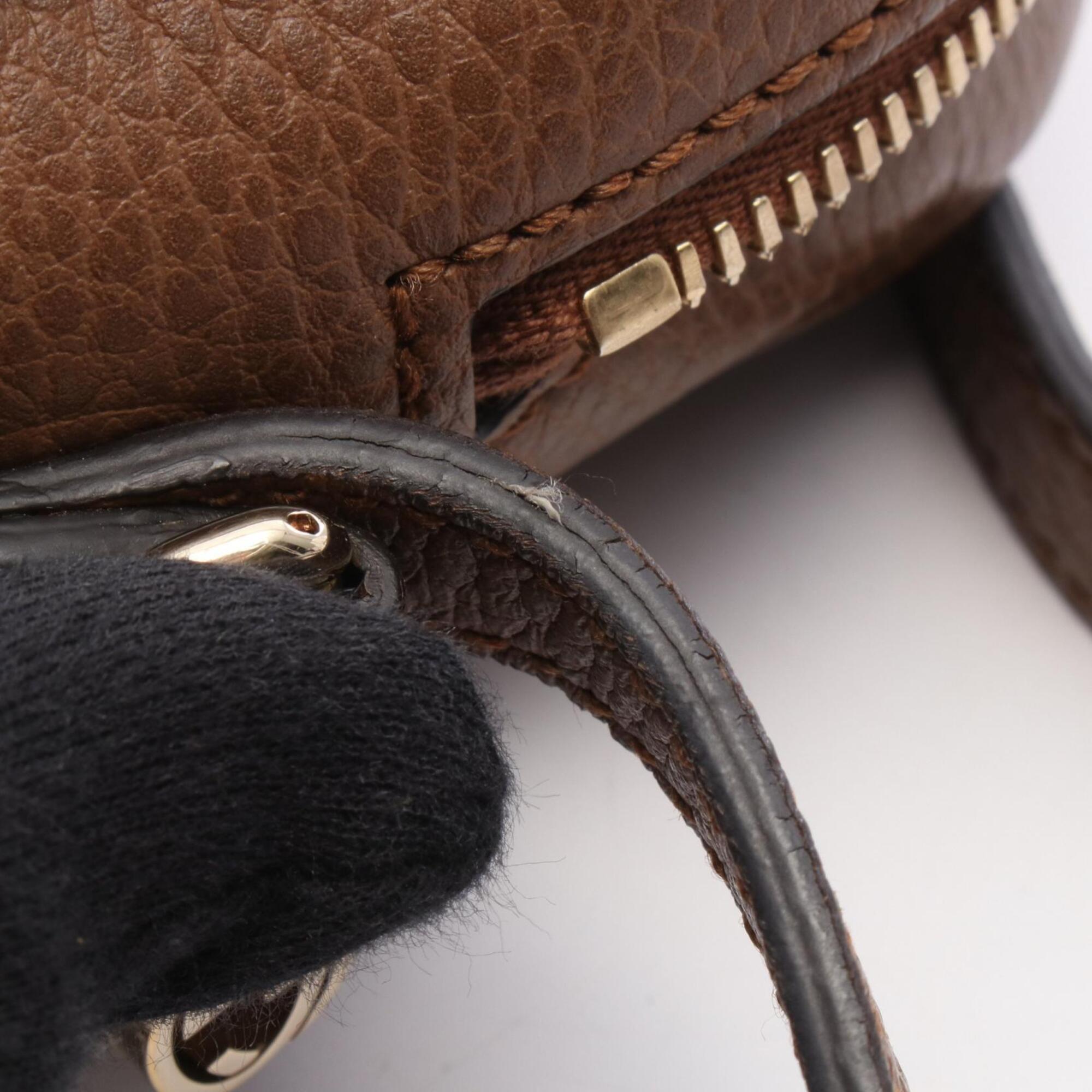 Gucci Beige Brown Gg Canvas Leather Handbag Shoulder Bag (Pre-Owned)
