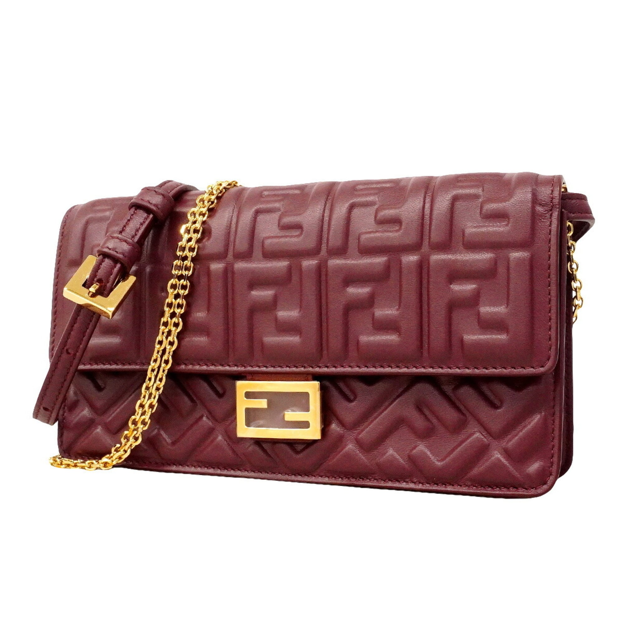 Fendi Bordeaux Leather Shoulder Bag (Pre-Owned)