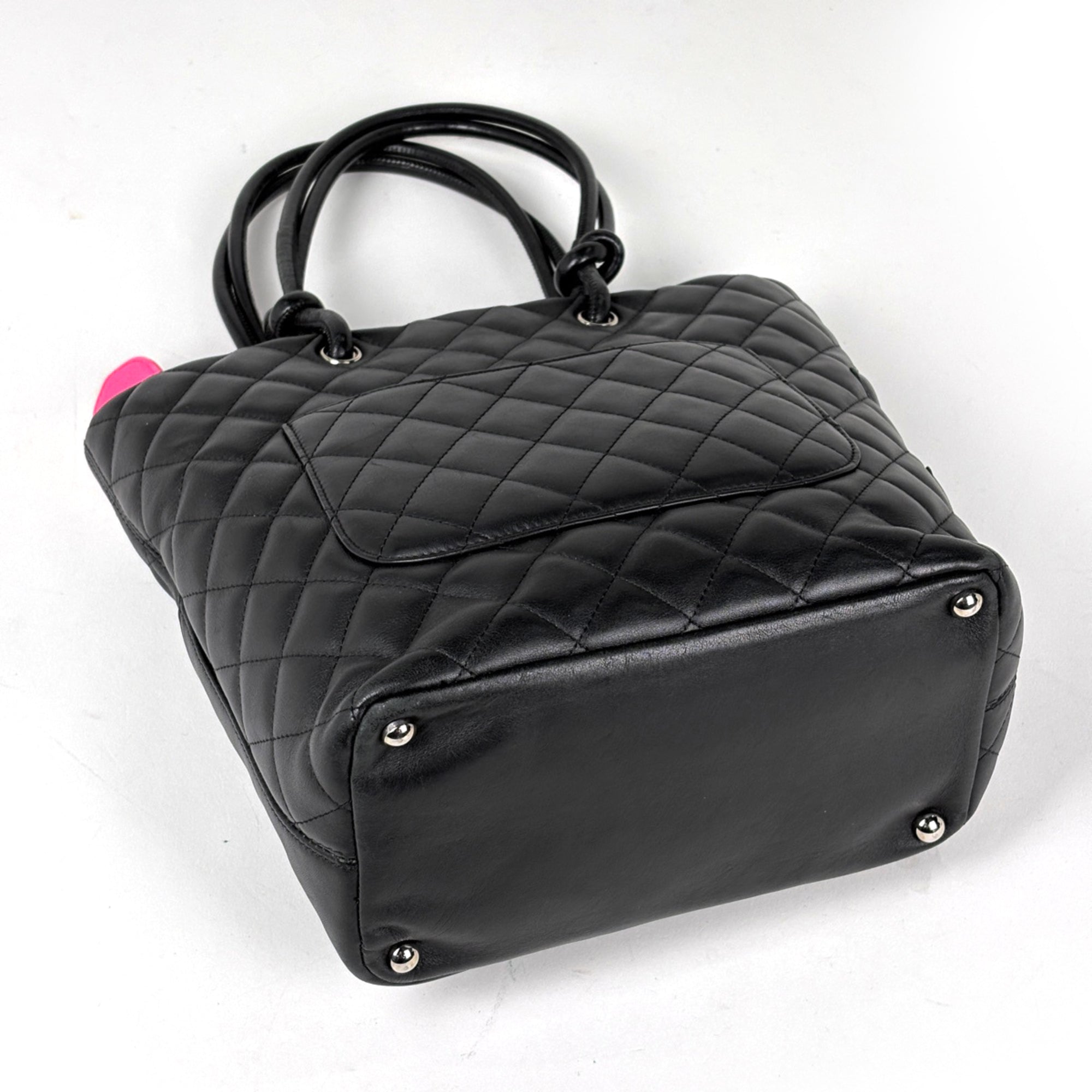 Chanel Ligne Cambon Black Leather Handbag Tote Bag (Pre-Owned)