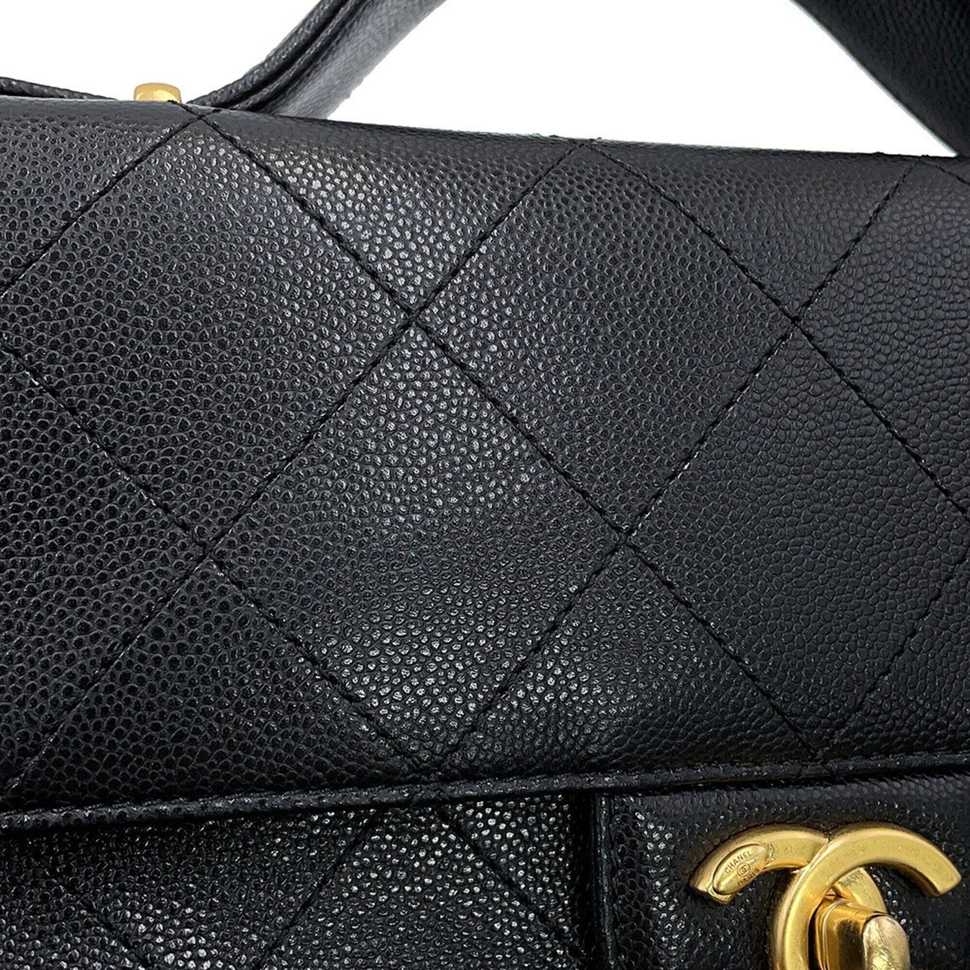 Chanel Matelasse Black Grained Calfskin Handbag Shoulder Bag (Pre-Owned)