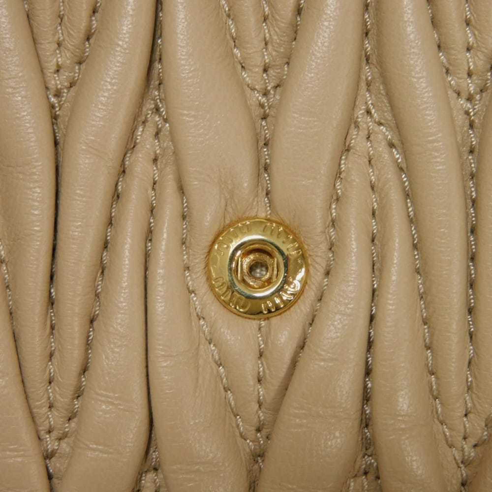 Miu Miu Beige Leather Wallet (Tri-Fold) (Pre-Owned)