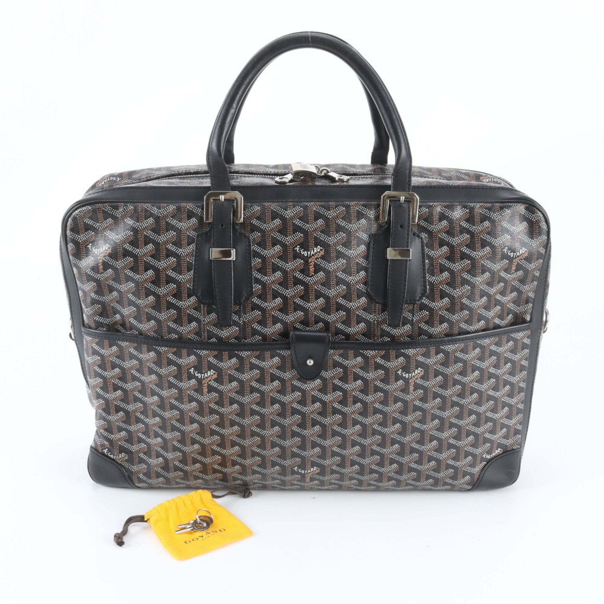 Goyard Black Brown Leather Coated Canvas Briefcase Tote Bag (Pre-Owned)