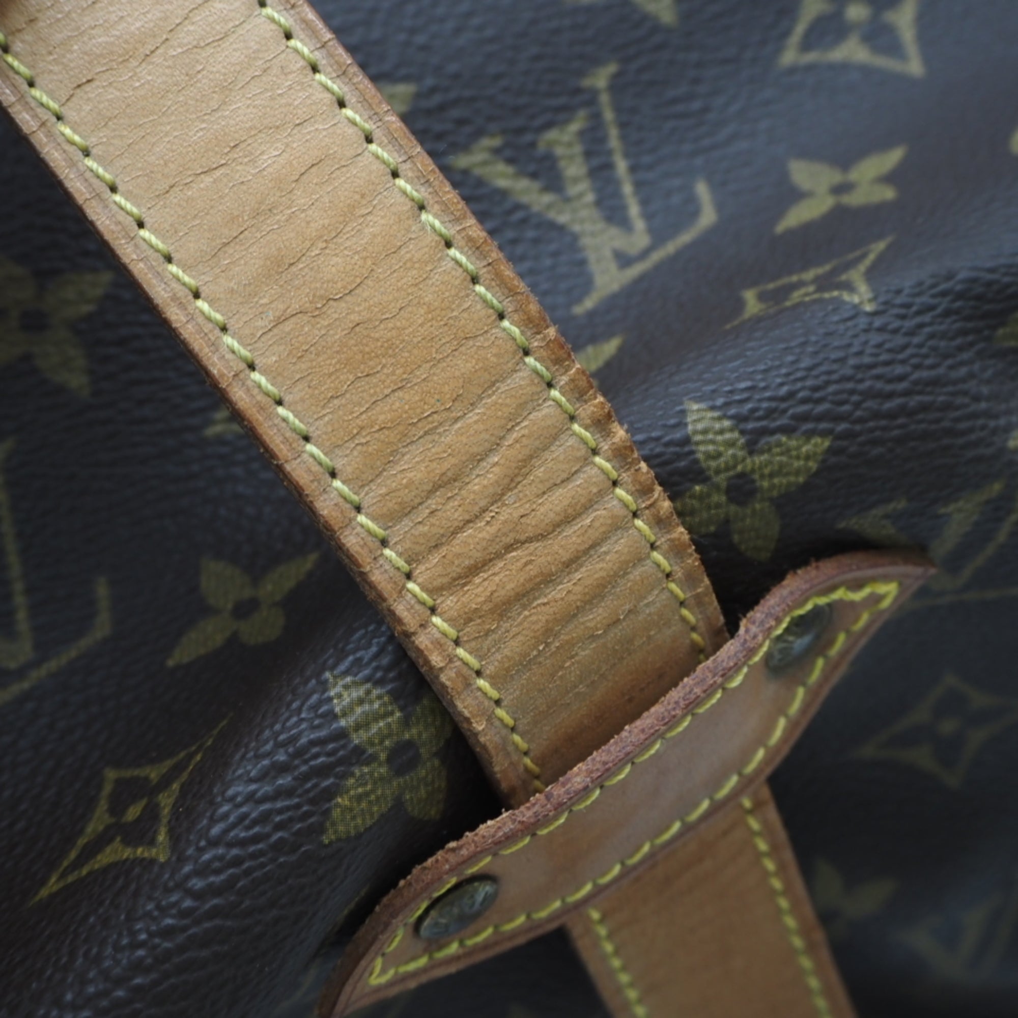 Louis Vuitton Monogram Beige Brown Coated Canvas Leather Shoulder Bag (Pre-Owned)