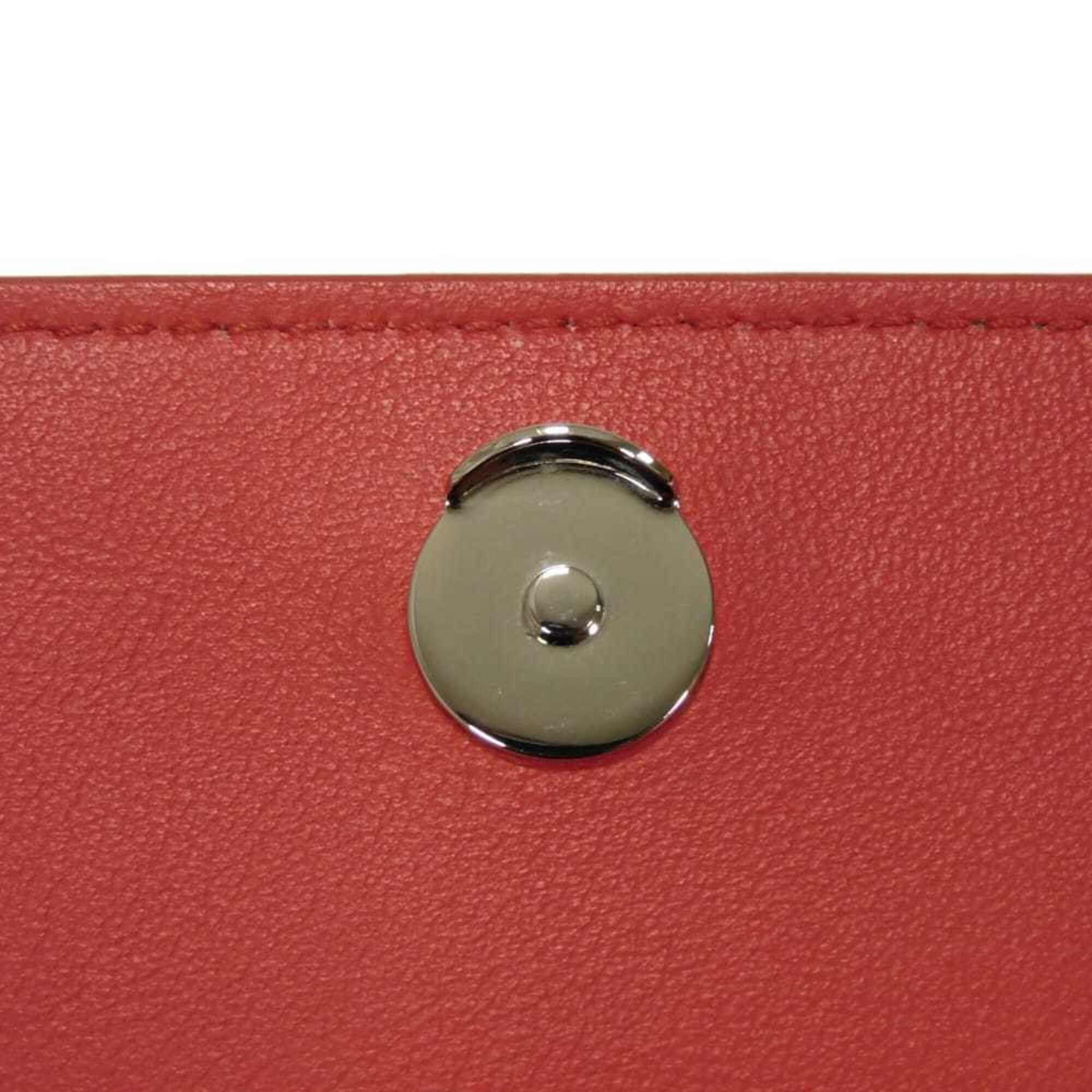 Salvatore Ferragamo Red Color Leather Shoulder Bag (Pre-Owned)