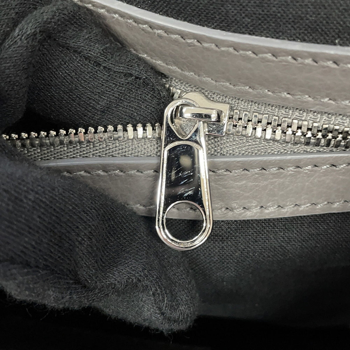 Balenciaga Dark Gray Leather Canvas Handbag Tote Bag (Pre-Owned)