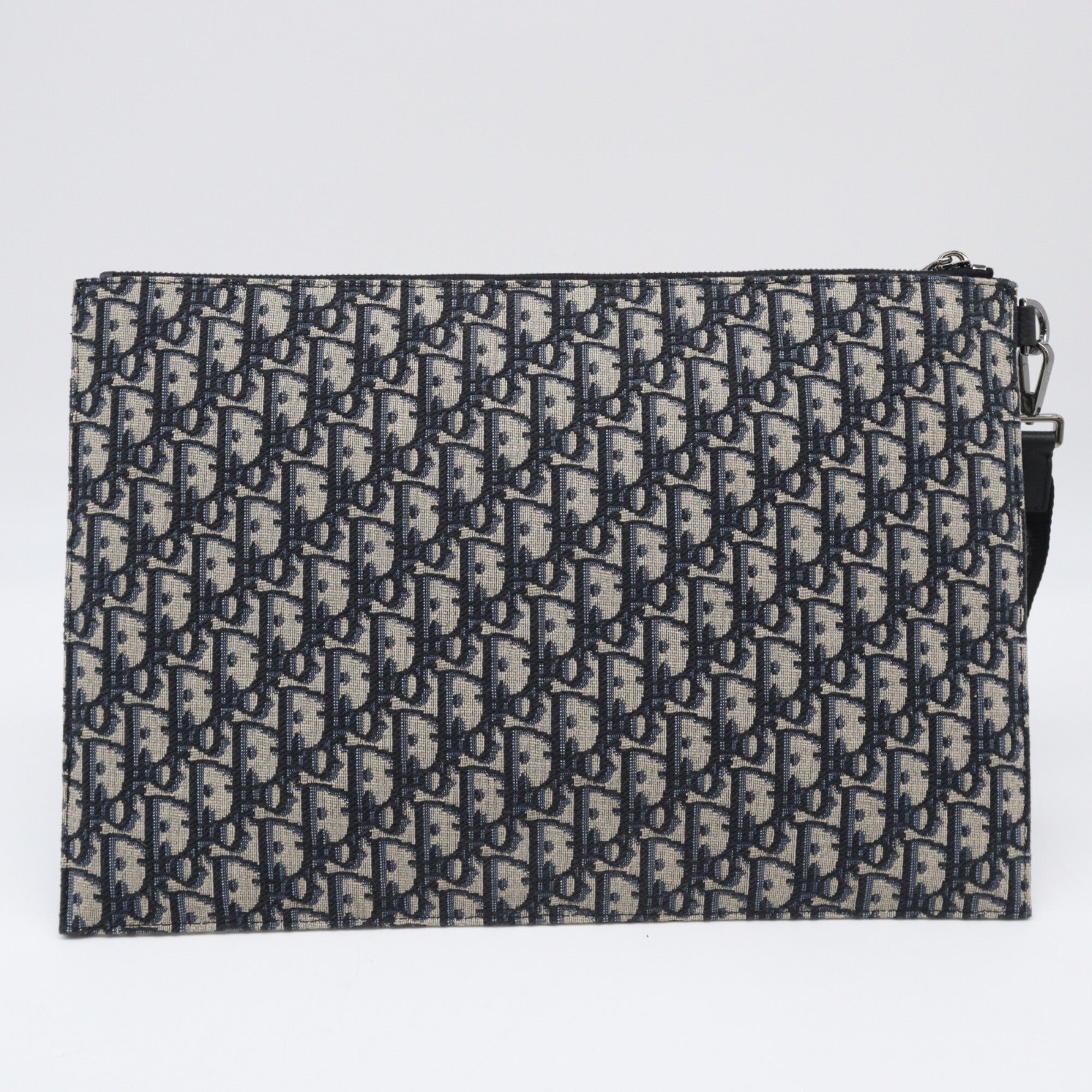 Christian Dior Beige Navy Cotton Leather Clutch Bag (Pre-Owned)