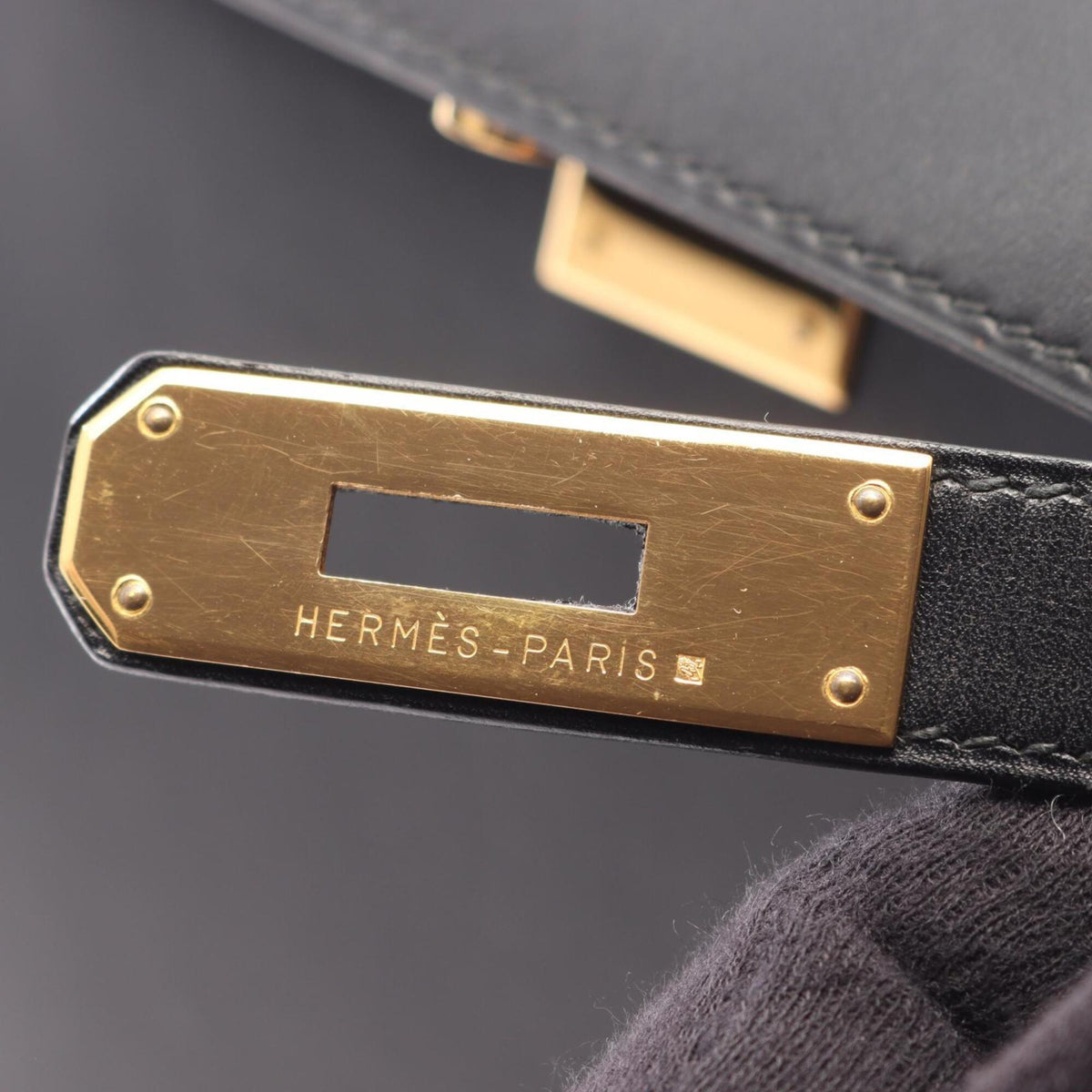 Hermes Black Box Calf Leather Leather Handbag (Pre-Owned)