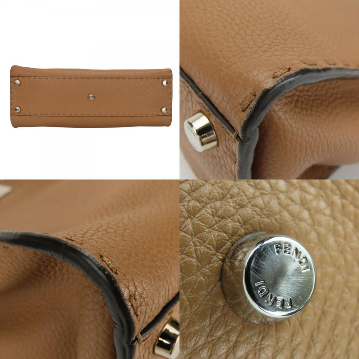 Fendi Brown Leather Handbag Shoulder Bag (Pre-Owned)