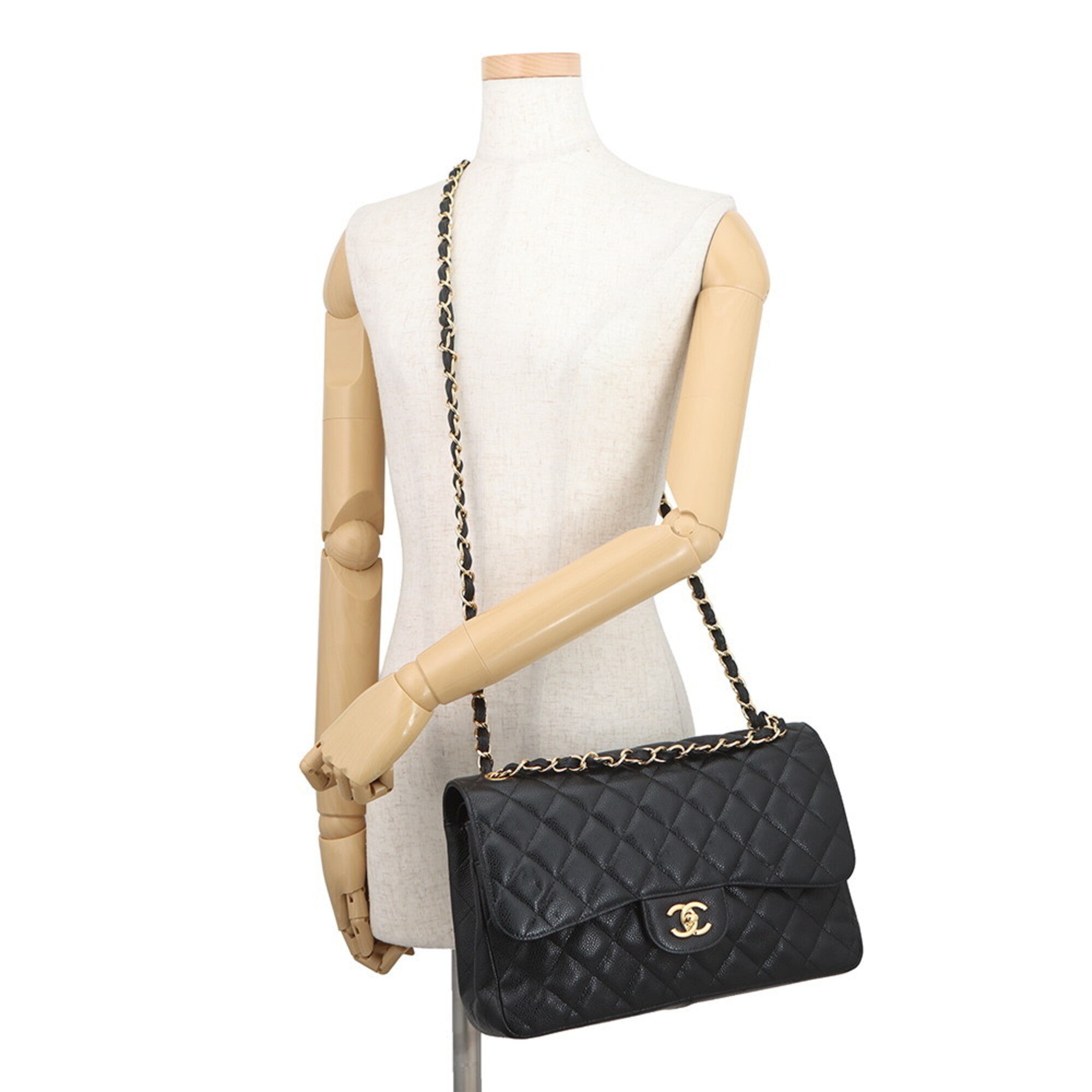 Chanel Black Grained Calfskin Handbag Shoulder Bag (Pre-Owned)