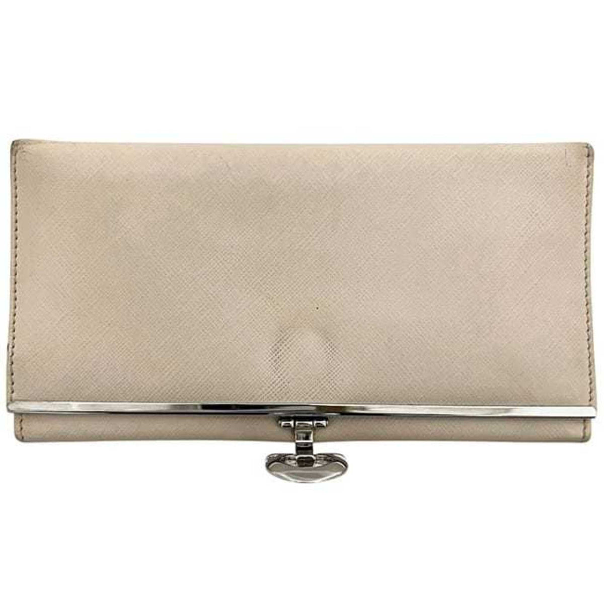 Salvatore Ferragamo Beige Leather Long Wallet (Bi-Fold) (Pre-Owned)
