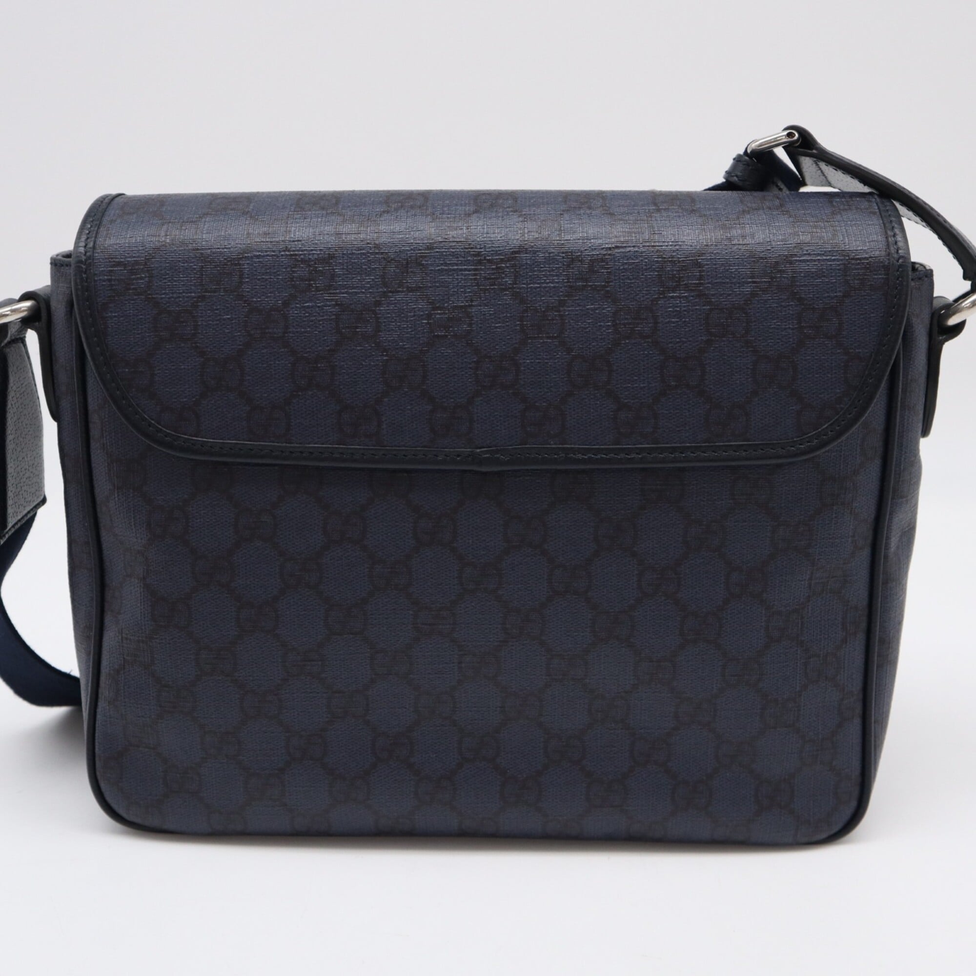 Gucci Ophidia Navy Black Canvas Leather Shoulder Bag (Pre-Owned)