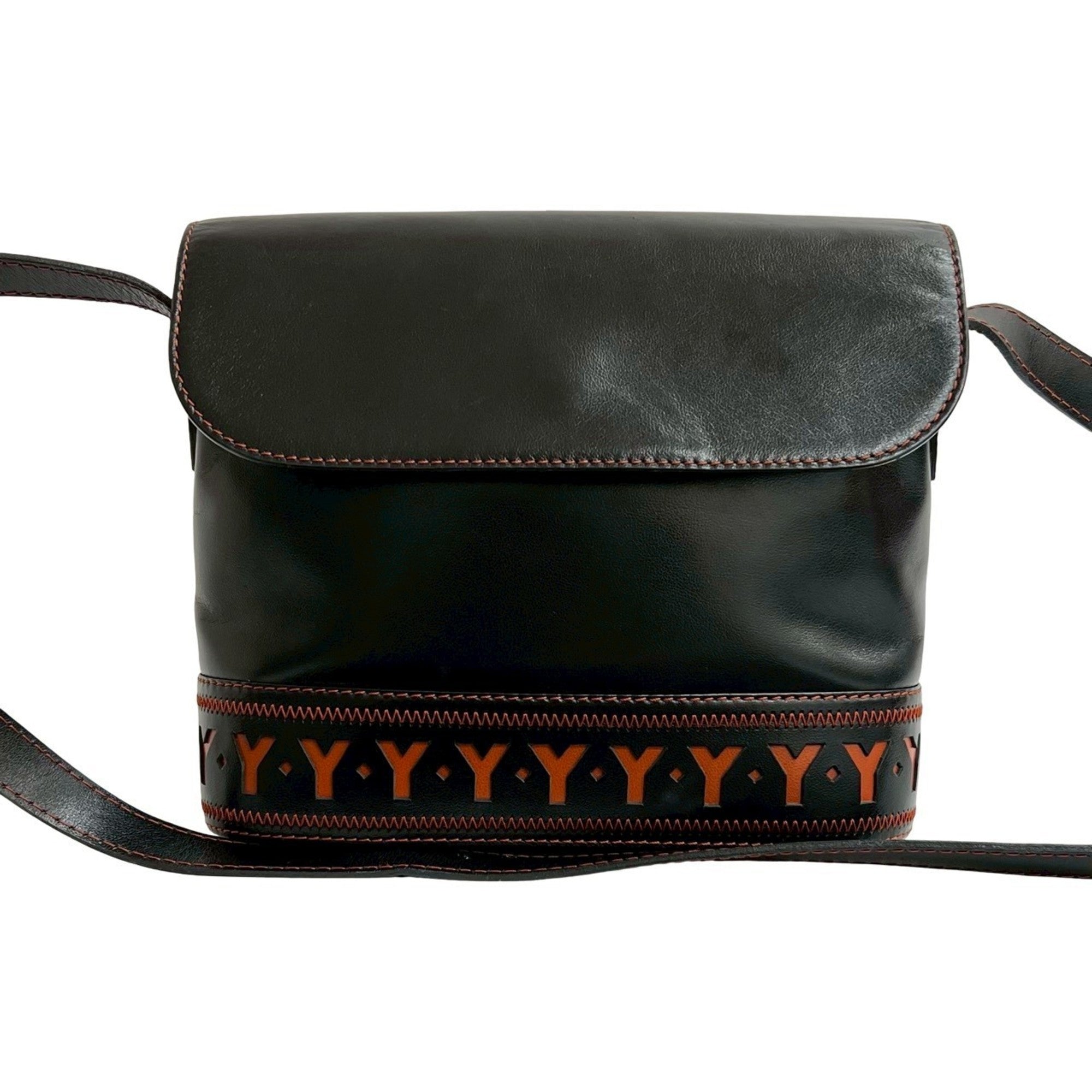 Yves Saint Laurent Black Brown Leather Shoulder Bag (Pre-Owned)
