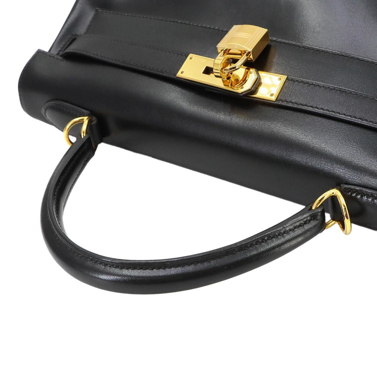 Hermes Black Box Calf Leather Handbag (Pre-Owned)
