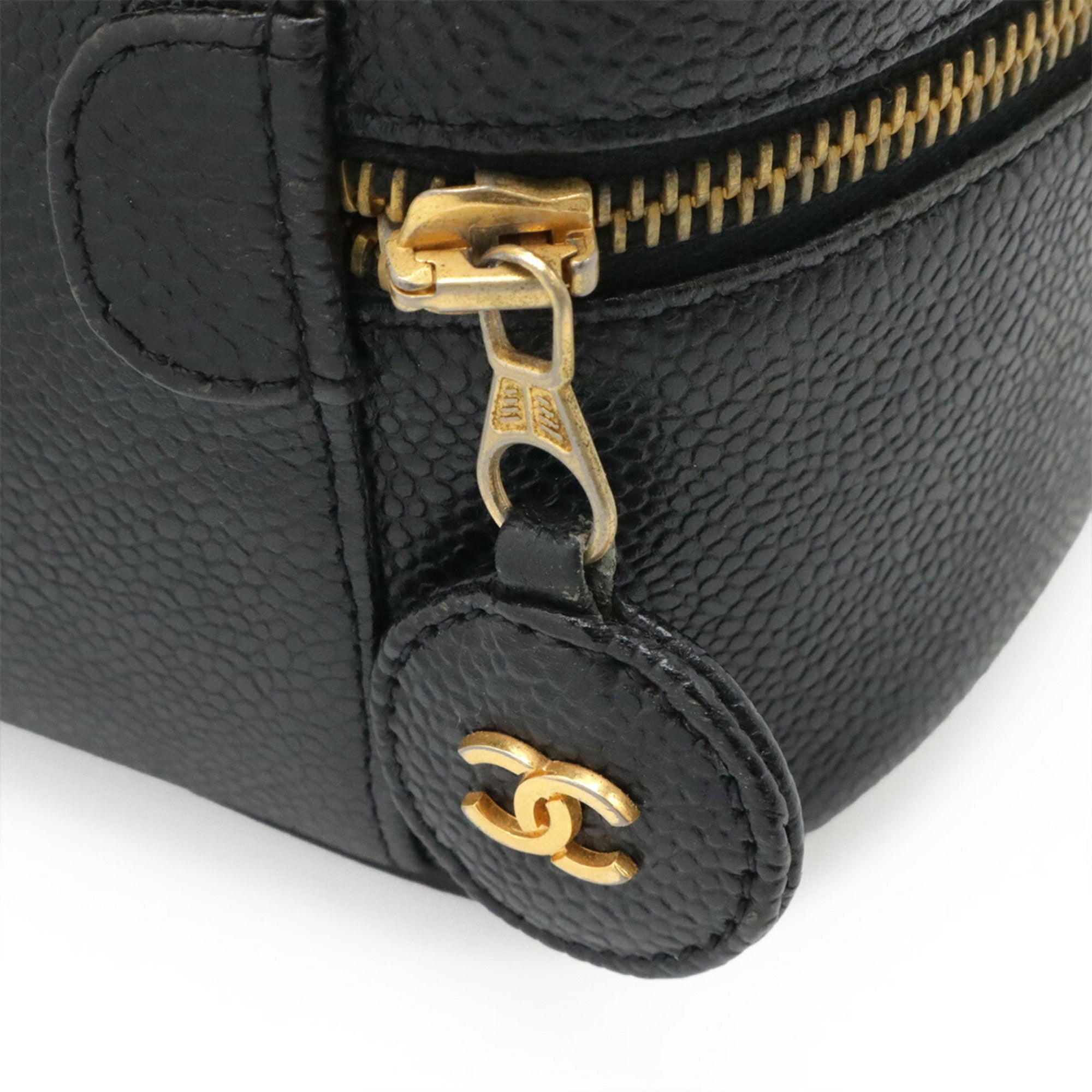 Chanel Black Grained Calfskin Handbag Pouch Vanity Bag (Pre-Owned)