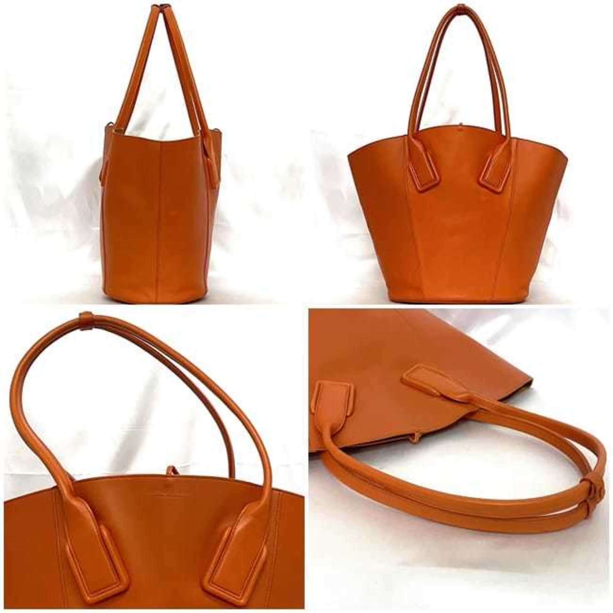 Bottega Veneta Orange Leather Basket Tote Bag (Pre-Owned)
