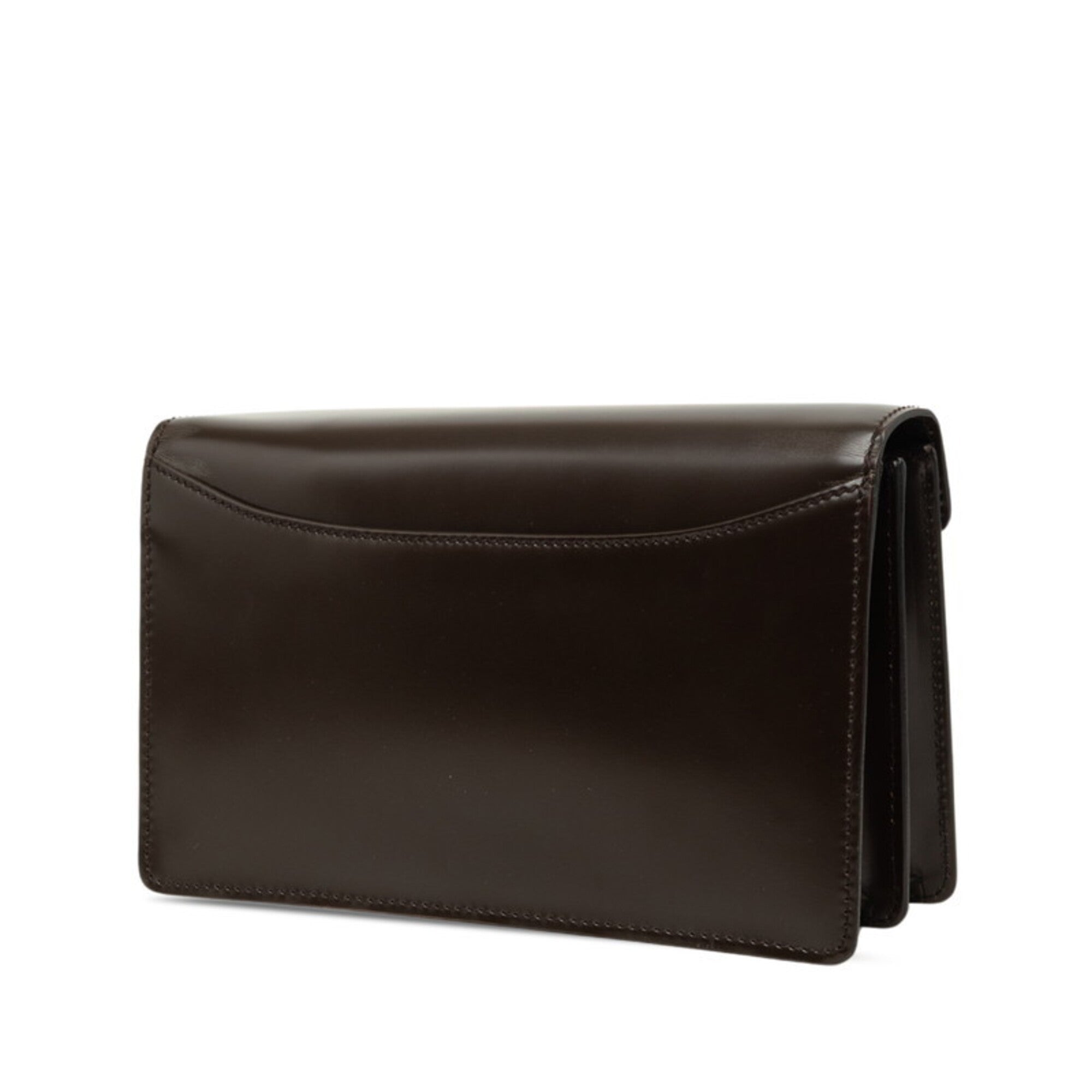 Salvatore Ferragamo Dark Brown Leather Clutch Bag (Pre-Owned)