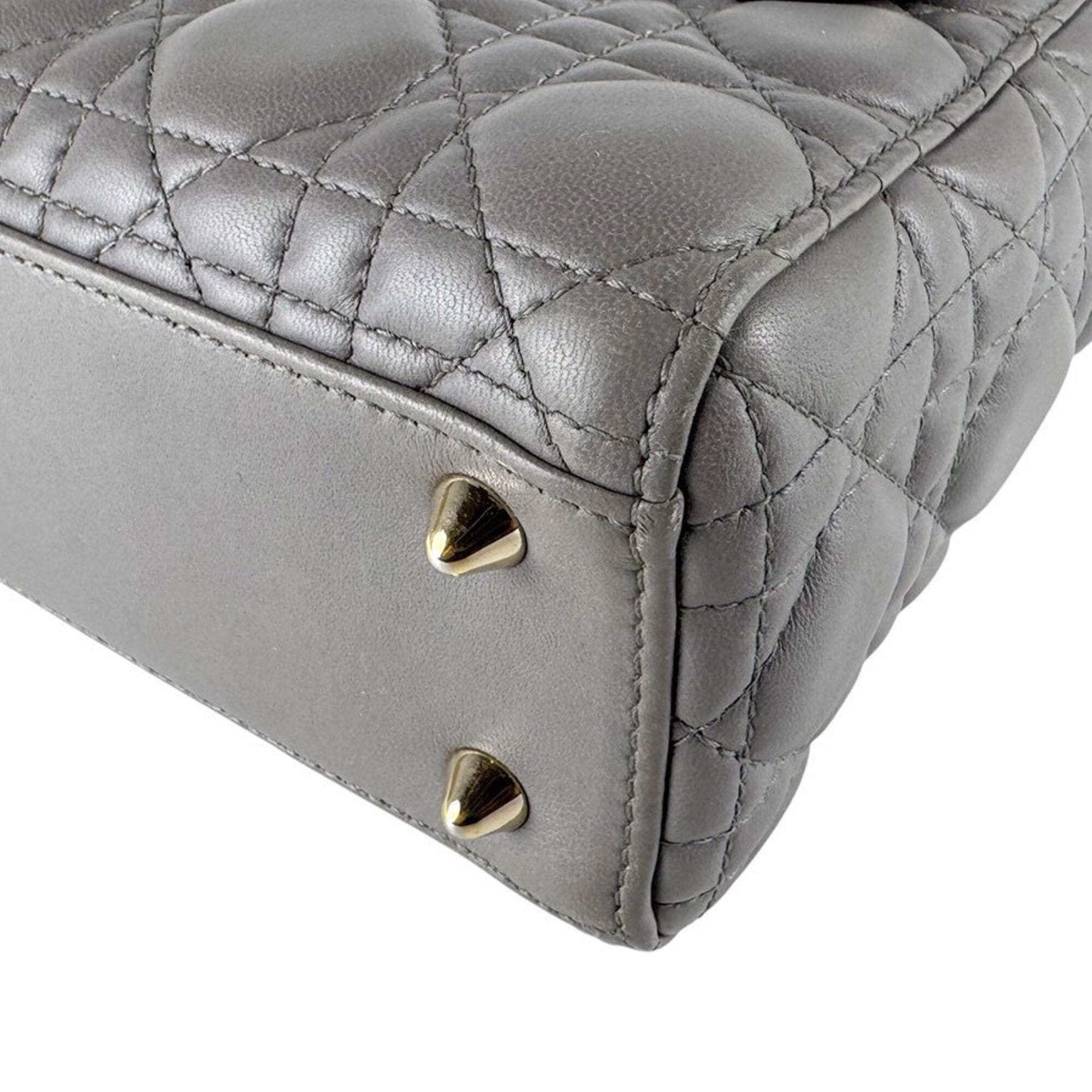 Christian Dior Gray Leather Handbag Shoulder Bag (Pre-Owned)