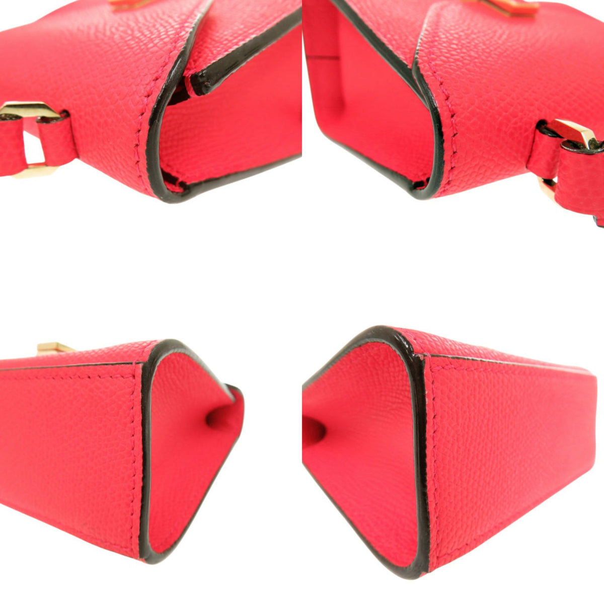 Valextra Pink Red Color Leather Handbag (Pre-Owned)
