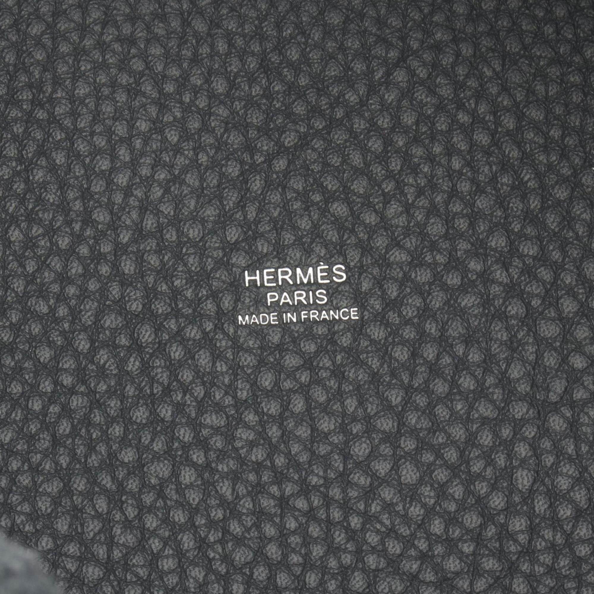 Hermes Gray Taurillon Clemence Leather Handbag (Pre-Owned)