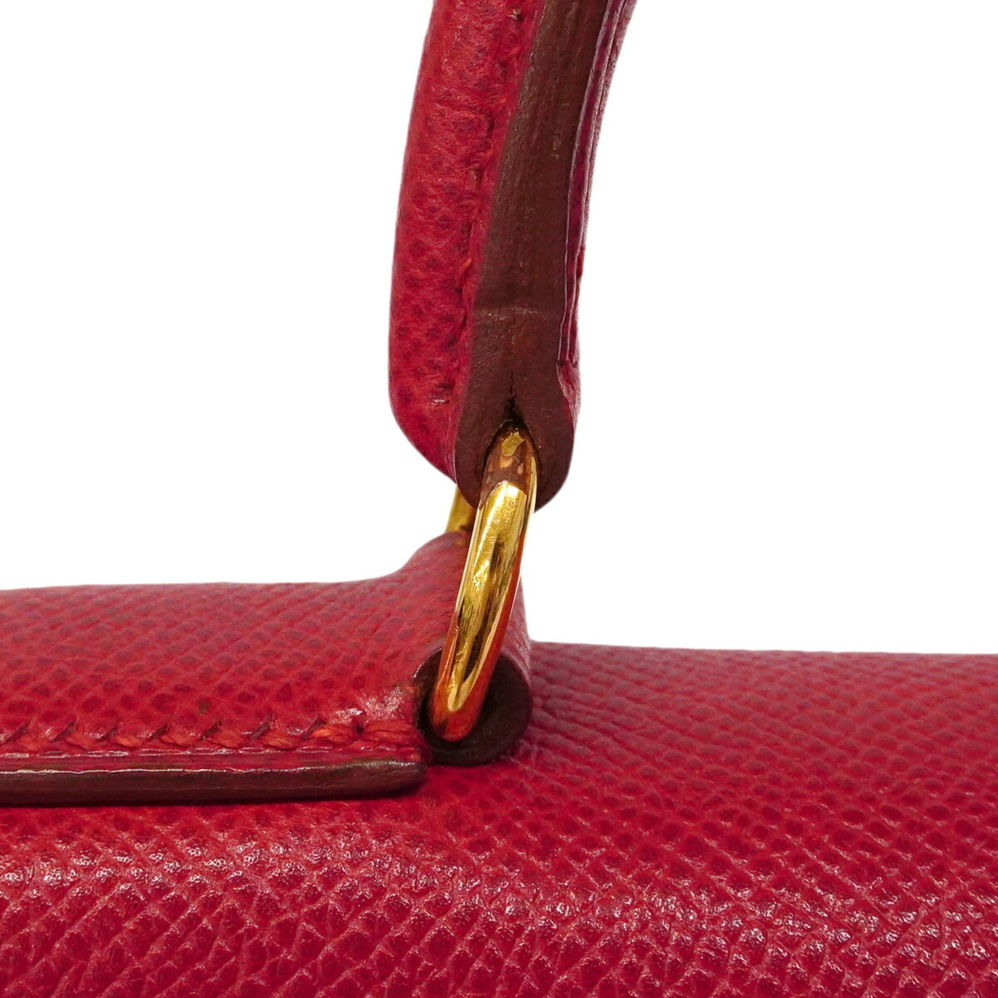 Hermes Rouge Vif Courchevel Leather Handbag (Pre-Owned)