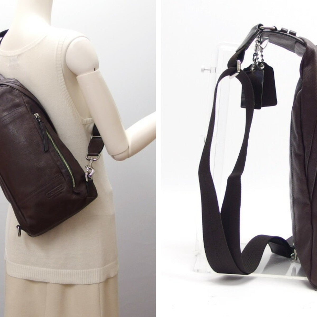 Coach Dark Brown Leather Shoulder Bag Sling Bag (Pre-Owned)