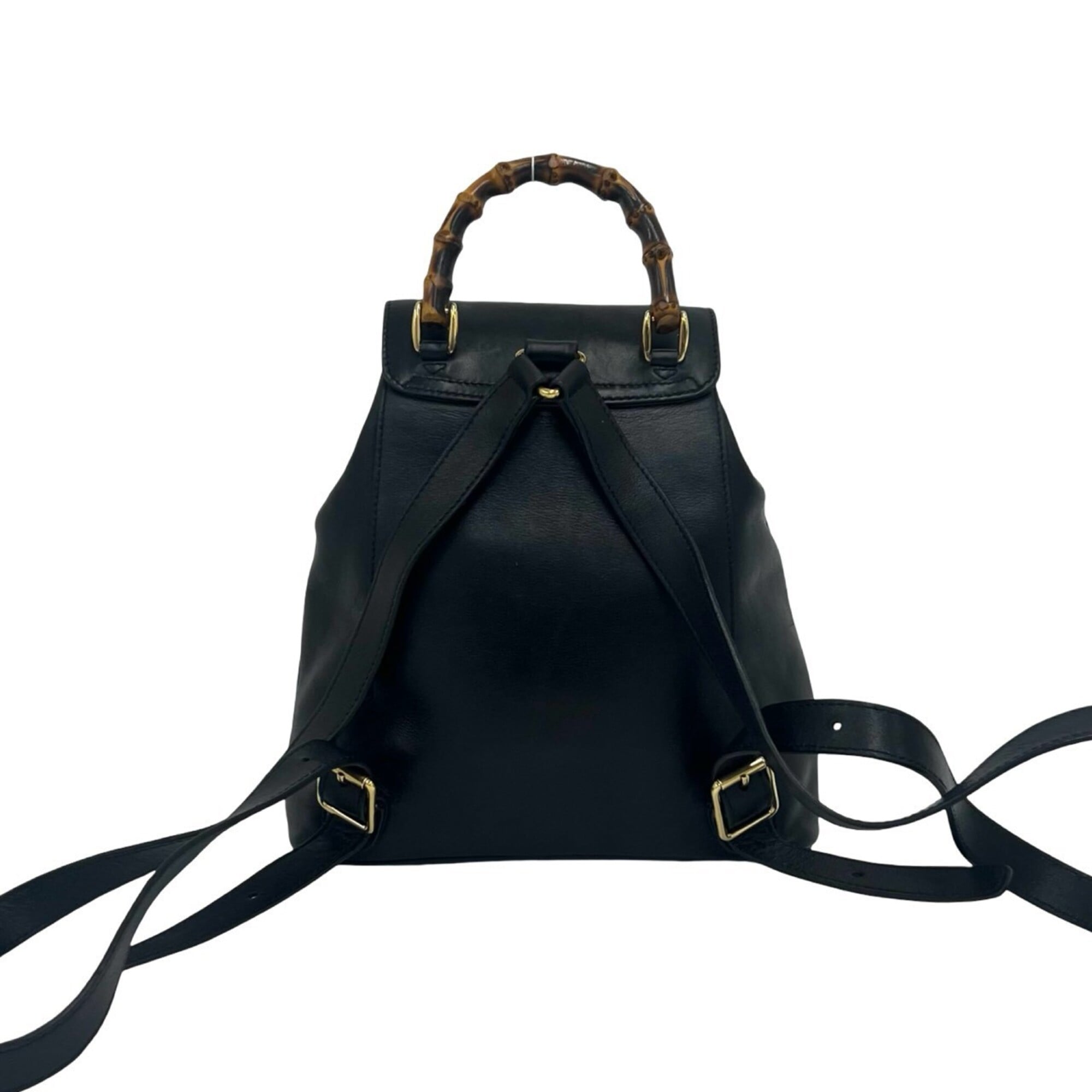 Gucci Black Leather Bamboo Backpack (Pre-Owned)