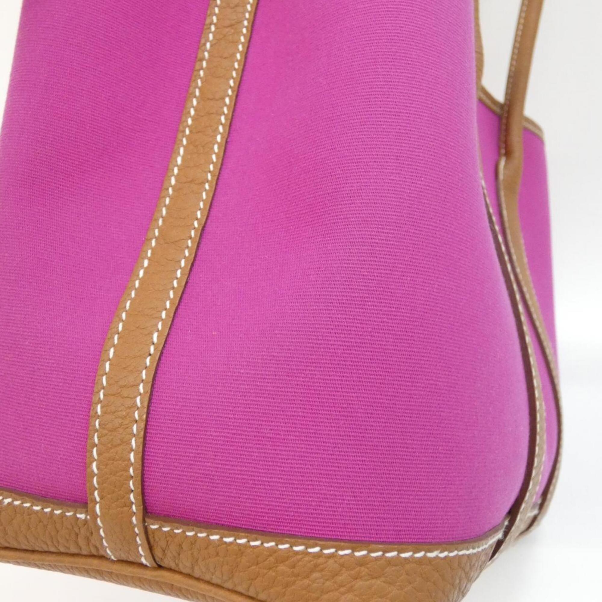 Hermes Gold Pink Toile Officier Negonda Leather Handbag (Pre-Owned)