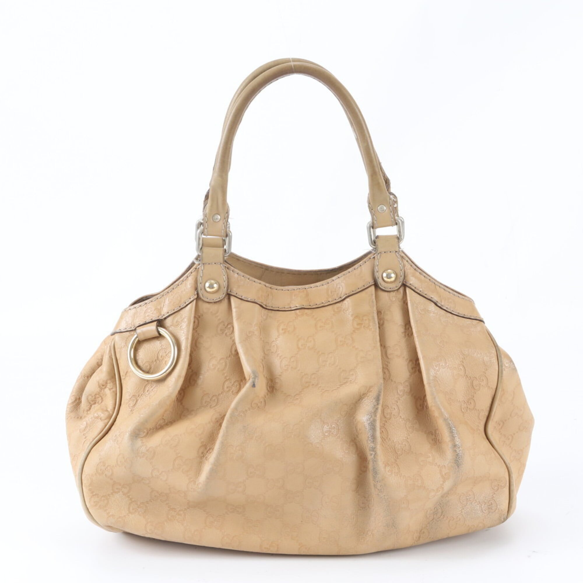 Gucci Sukey Beige Leather Handbag Tote Bag (Pre-Owned)