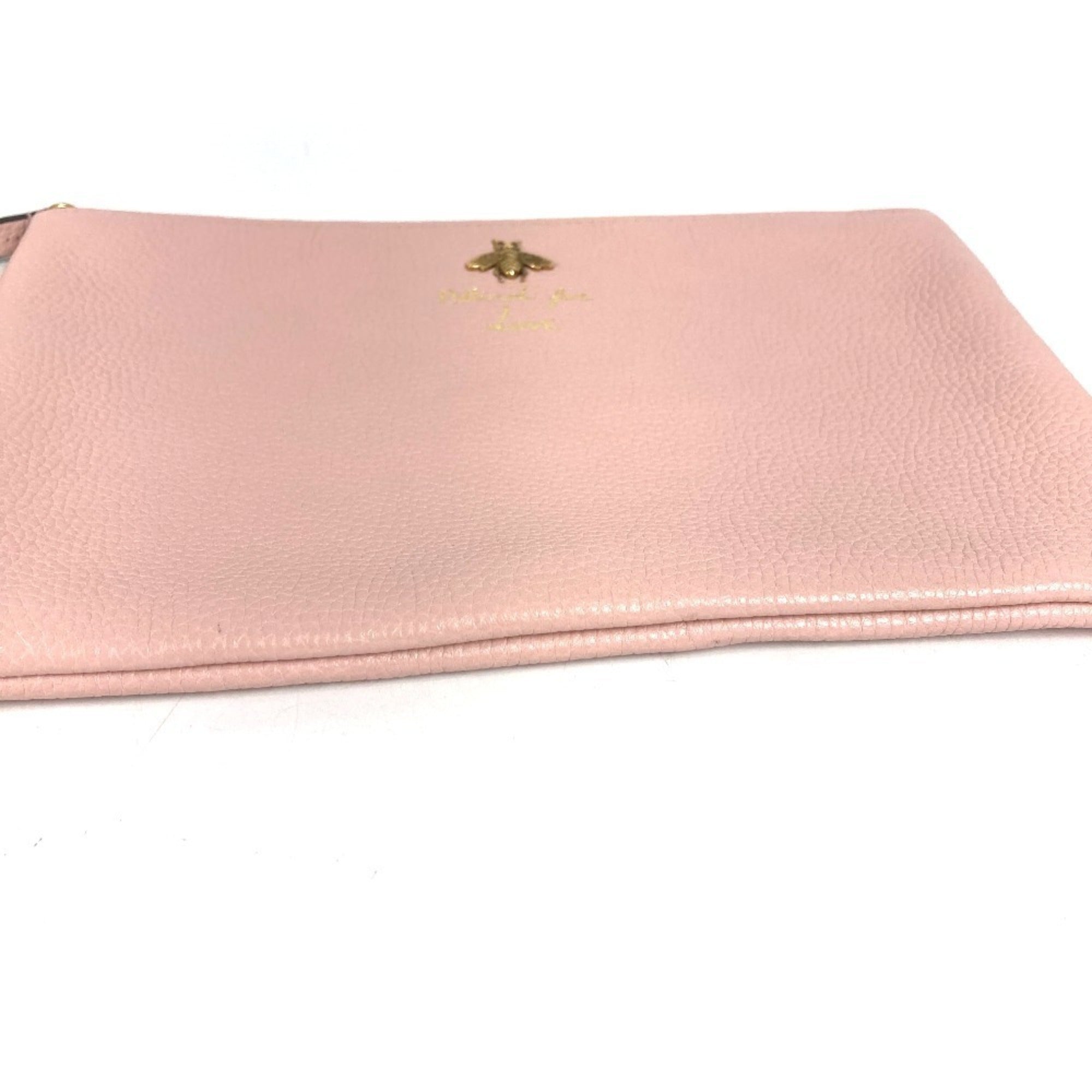 Gucci Pink Leather Clutch Bag Handbag Pouch (Pre-Owned)