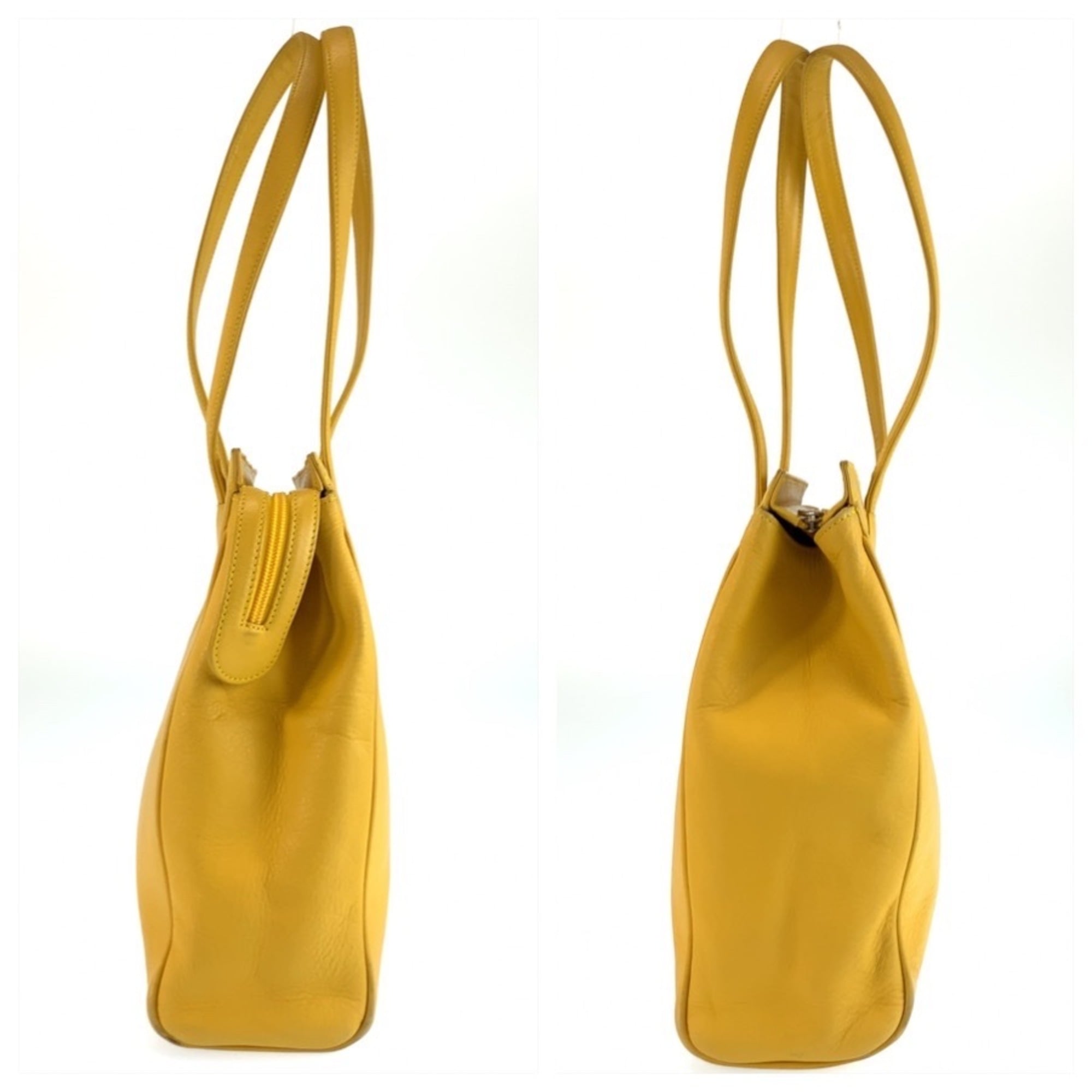 Christian Dior Yellow Leather Shoulder Bag Tote Bag (Pre-Owned)