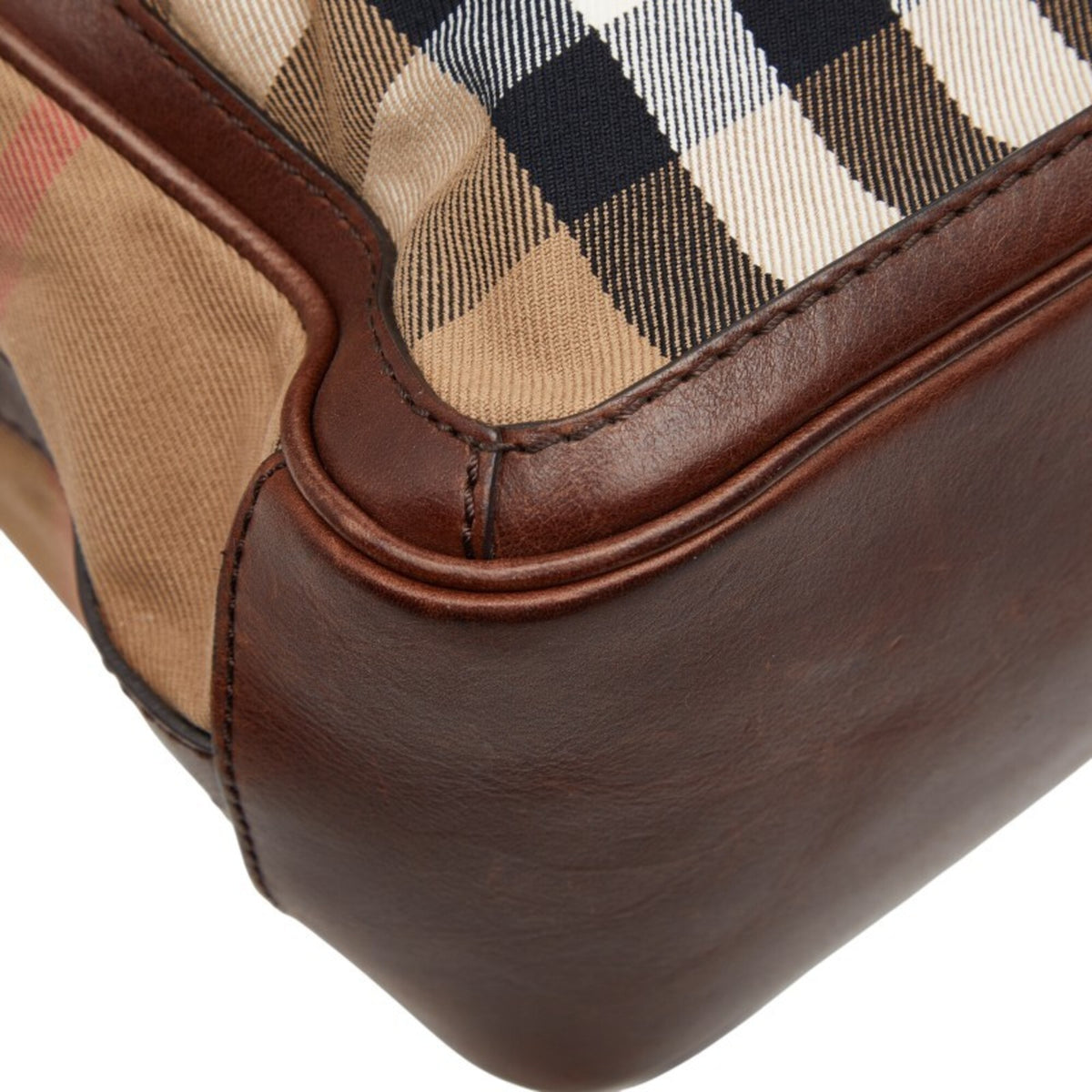 Burberry Brown Canvas Leather Messenger Bag Shoulder Bag (Pre-Owned)