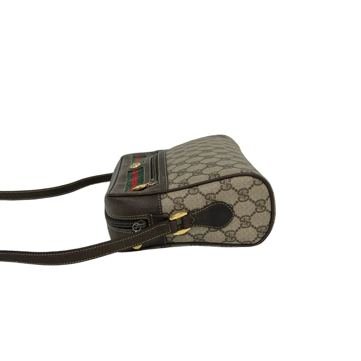Gucci Brown Green Red Color Leather Pvc Pochette Shoulder Bag (Pre-Owned)