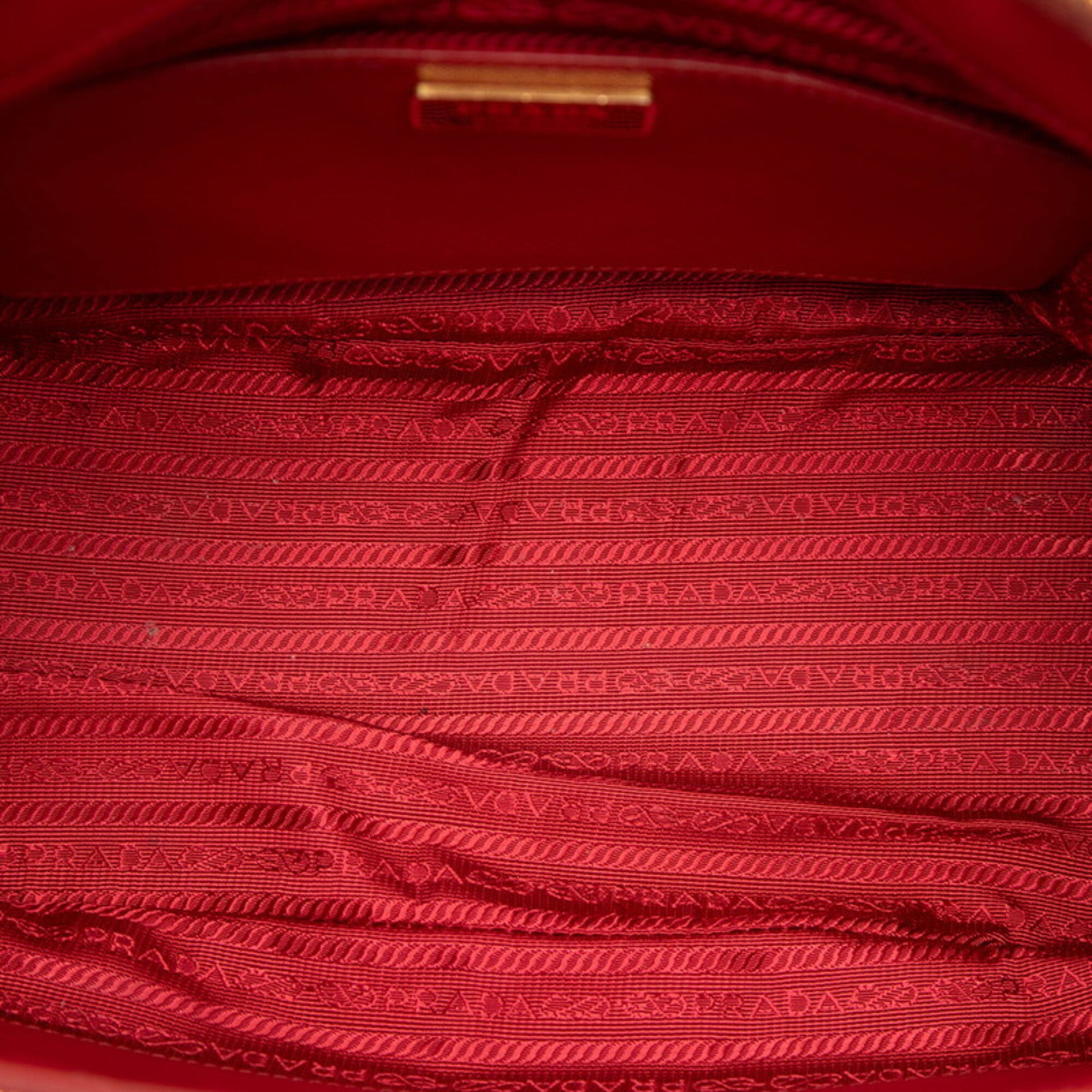 Prada Red Color Leather Handbag Shoulder Bag (Pre-Owned)