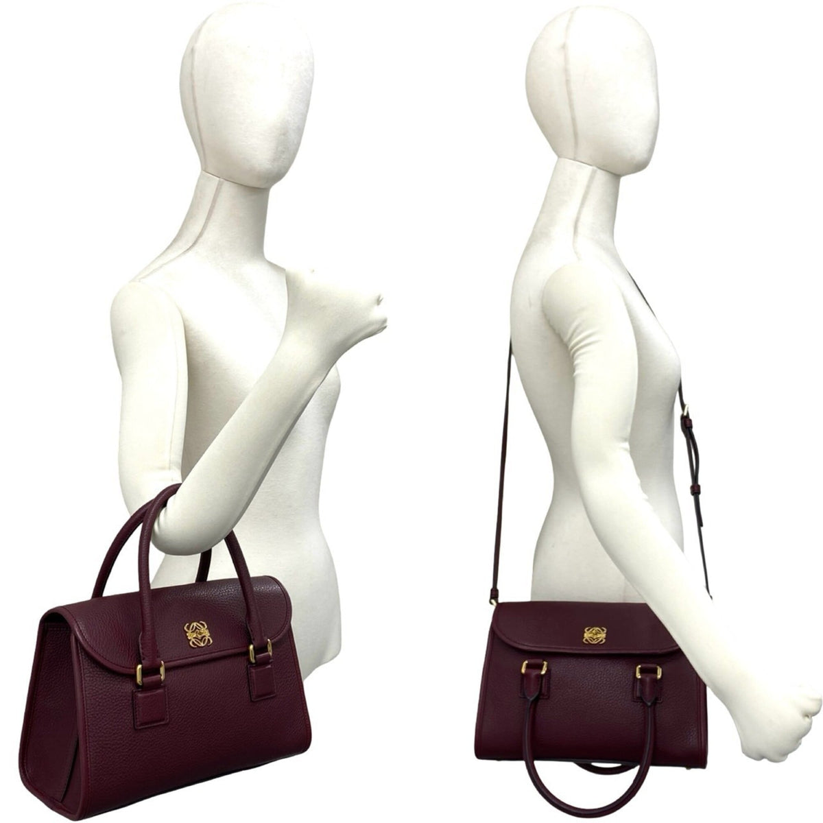 Loewe Bordeaux Wine Leather Handbag Shoulder Bag Tote Bag (Pre-Owned)