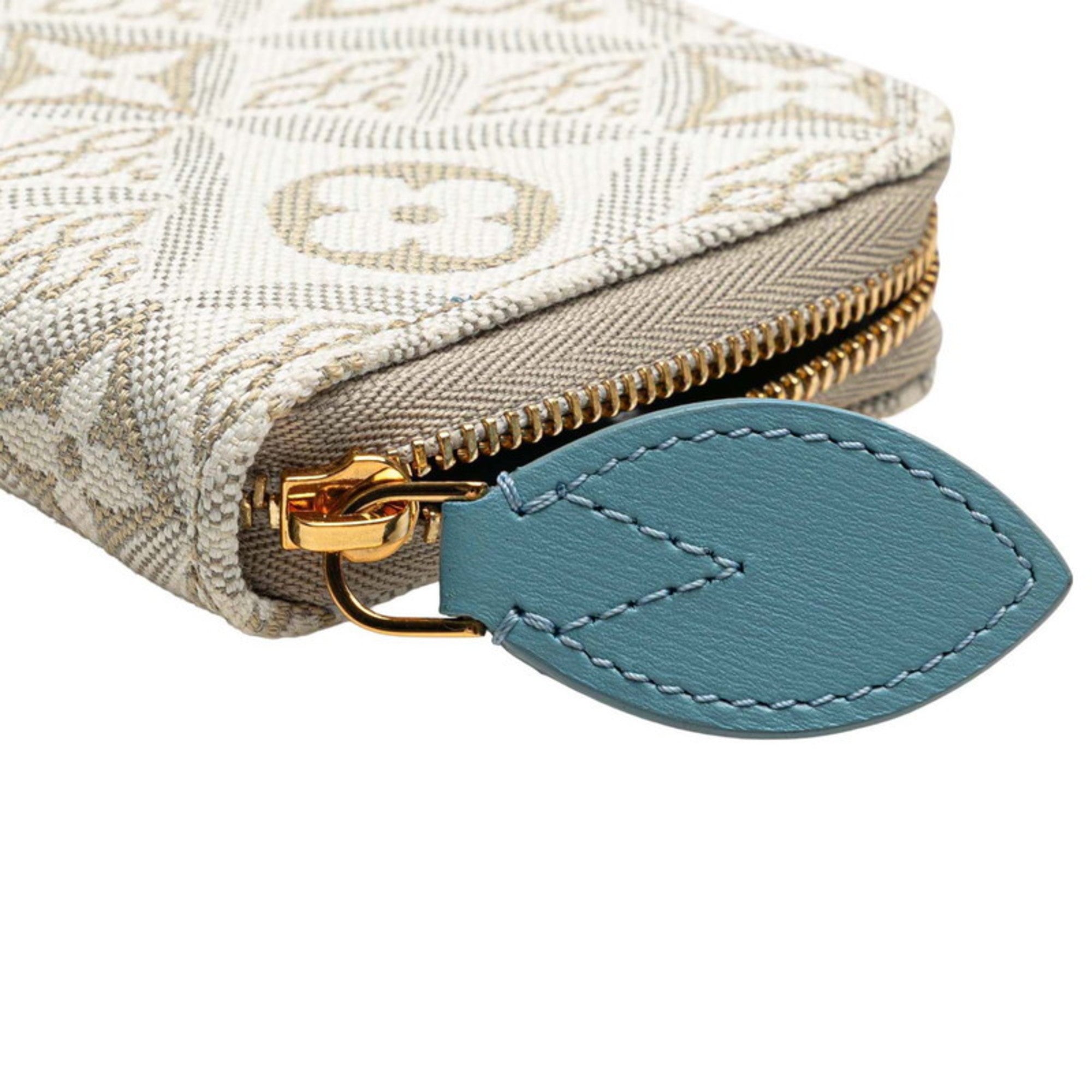 Louis Vuitton Monogram Beige White Canvas Leather Coin Purse/Coin Case (Pre-Owned)